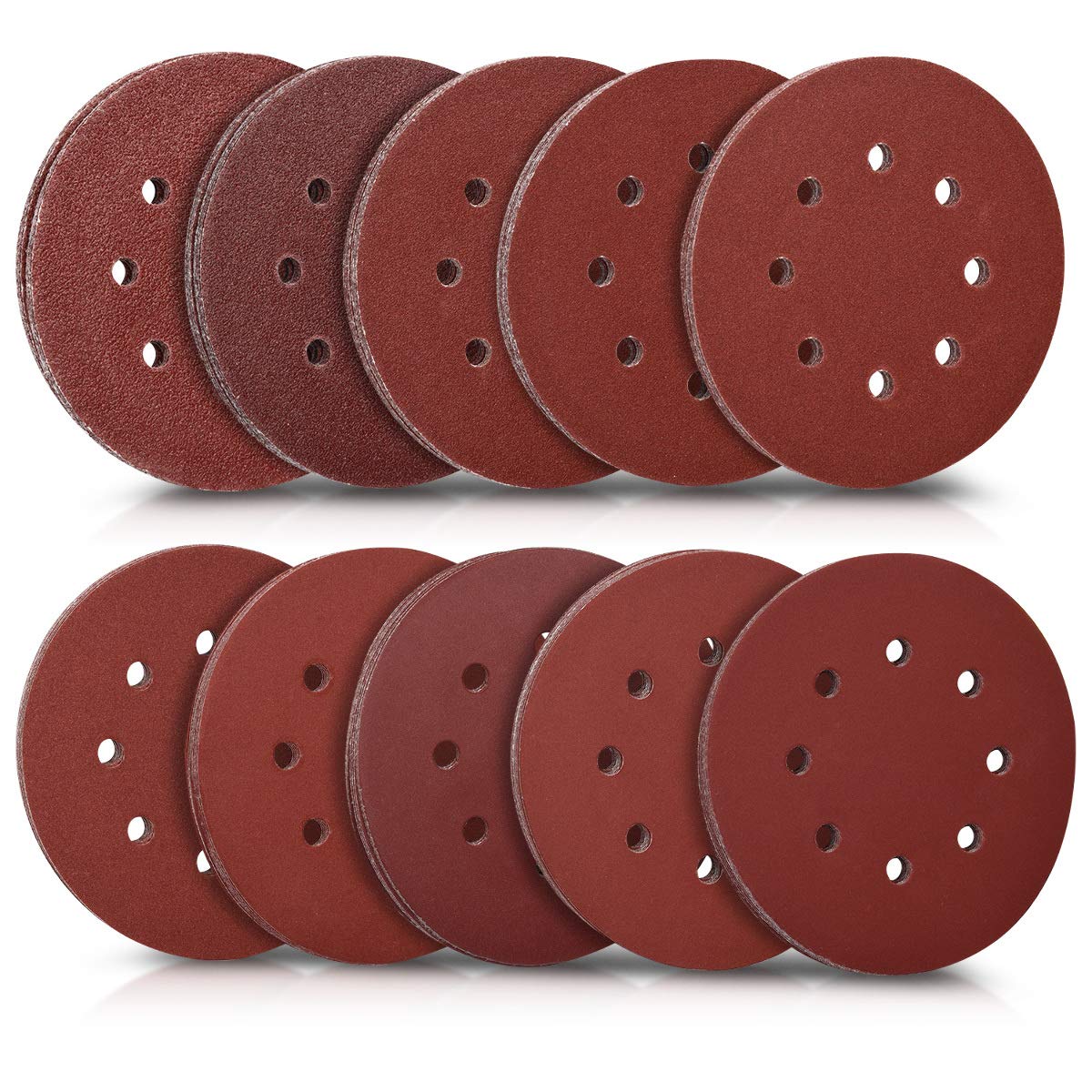 navaris-schleifpapier-rund-125mm-50er-set-p40-p400-holz-metall image 1