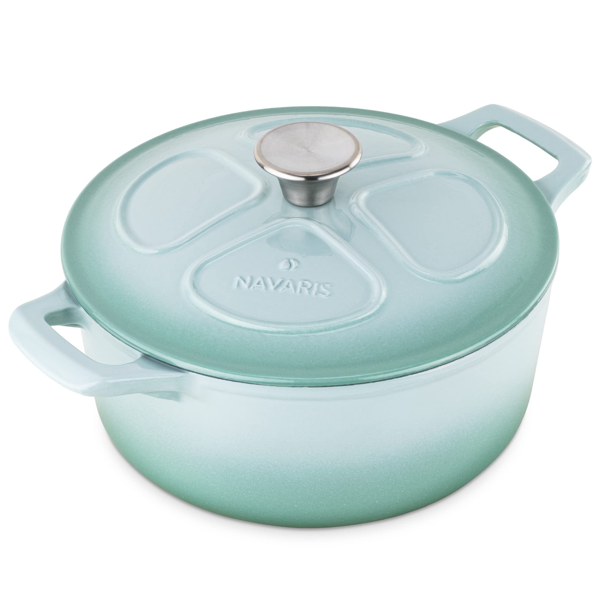 navaris-gusseisen-topf-3-5l-24cm-br-ter-minzgr-n-deckel image 1