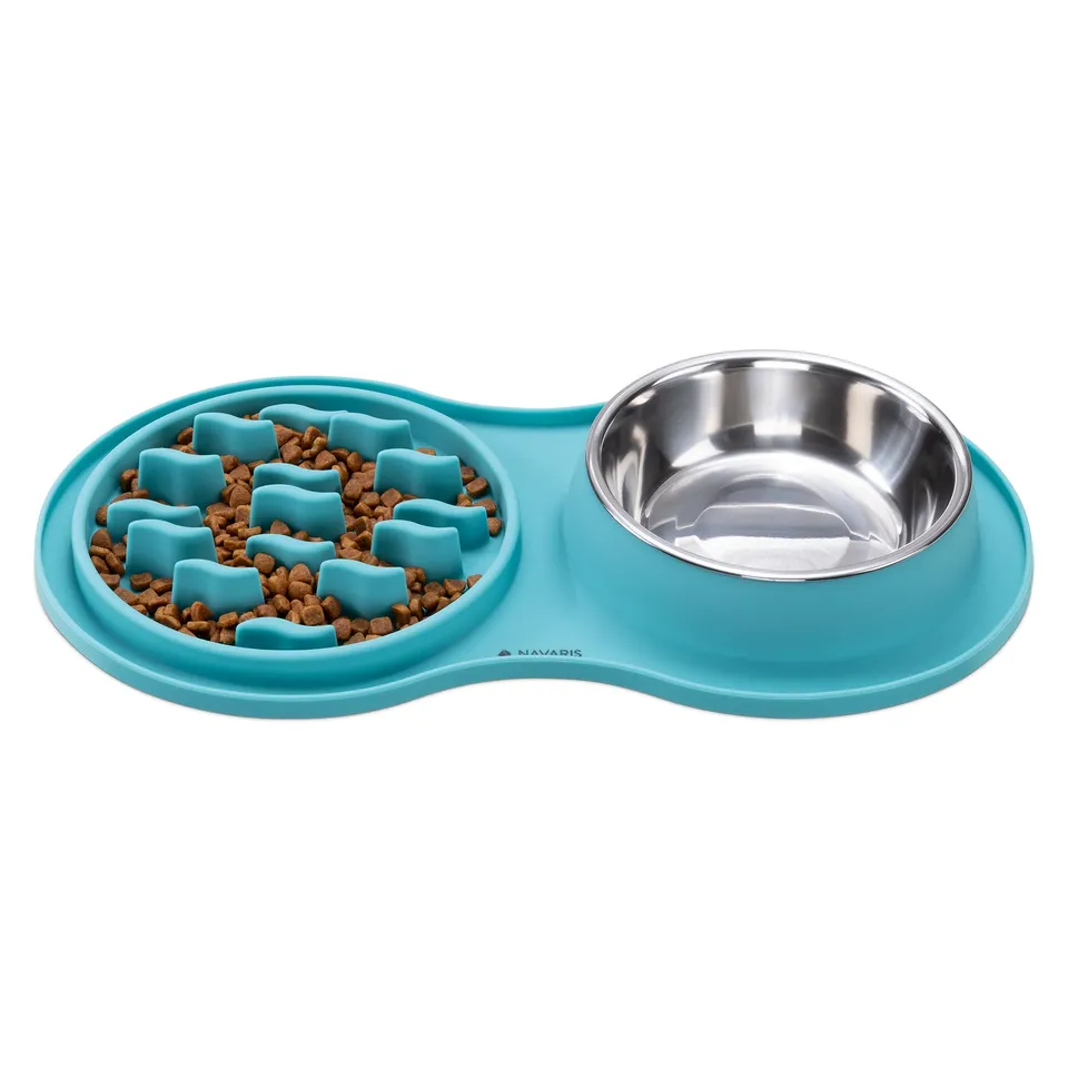 navaris-animals-antischlingnapf-hund-silikon-mit-edelstahlnapf image 1
