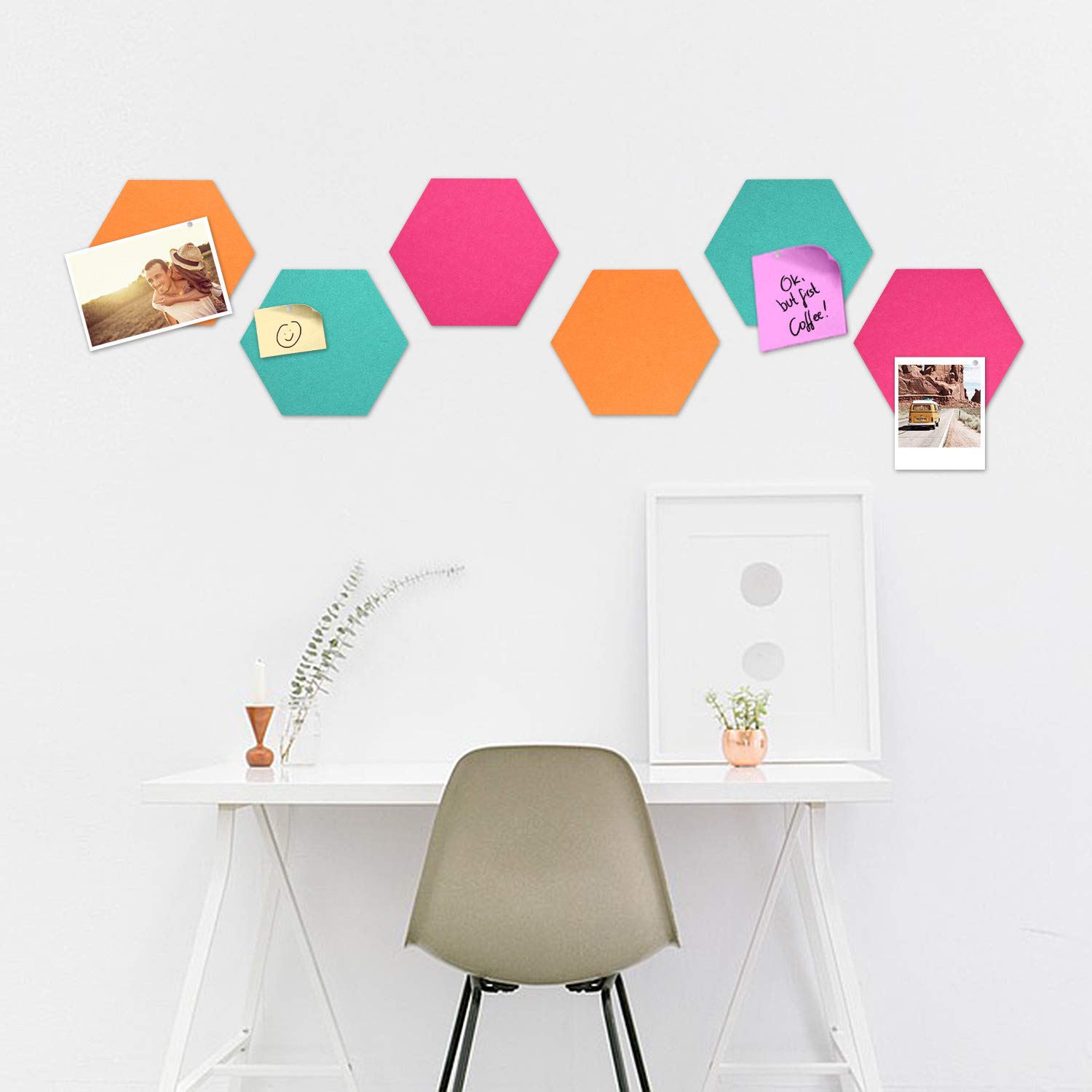 navaris-memoboards-filz-pinnwand-6er-sechseckig-bunt image 6