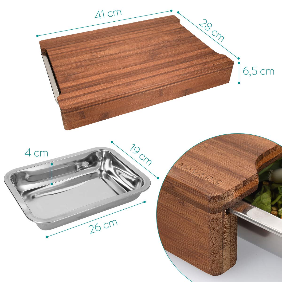 navaris-kitchen-xl-schneidebrett-bambus-41-cm-2-schalen image 4