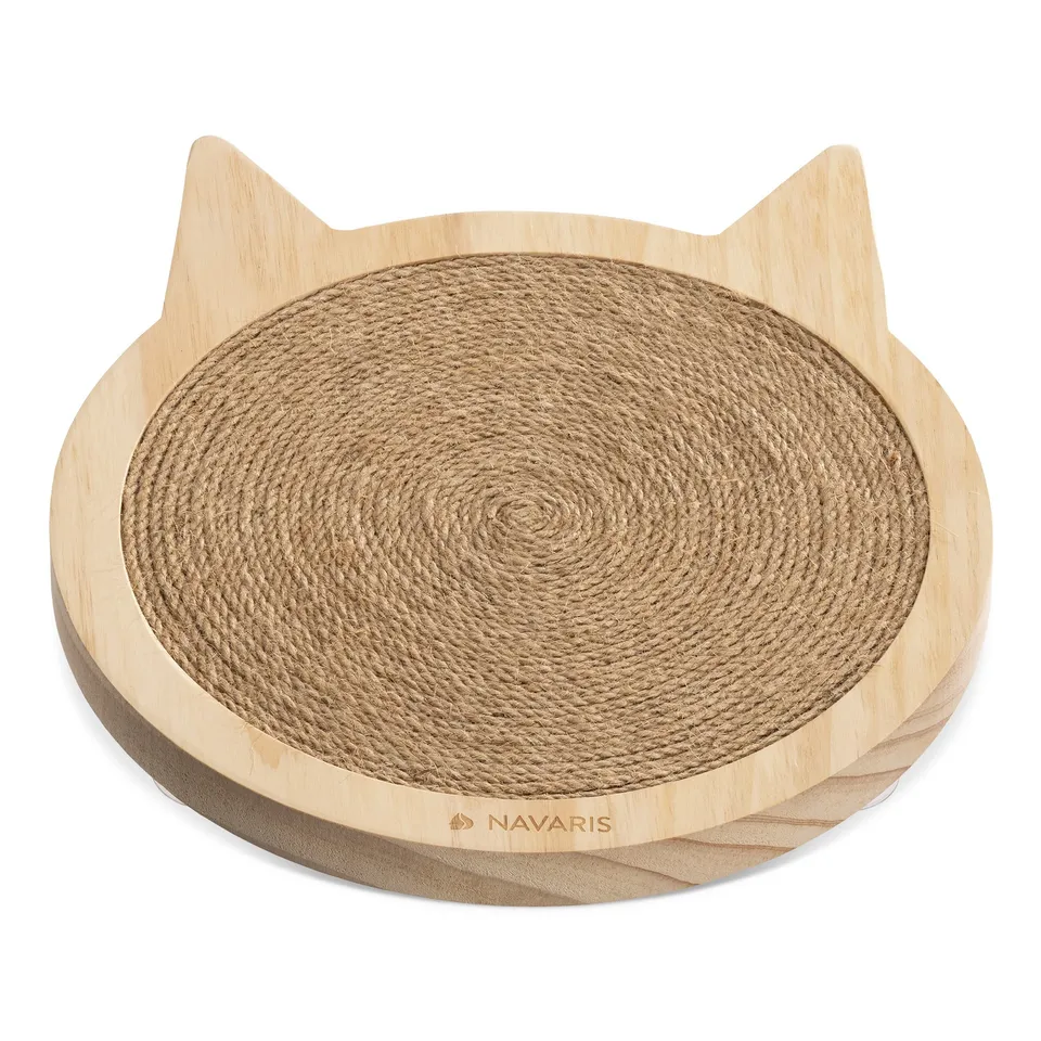 navaris-kratzbrett-katzen-holz-sisal-wand-mit-saugn-pfen image 1