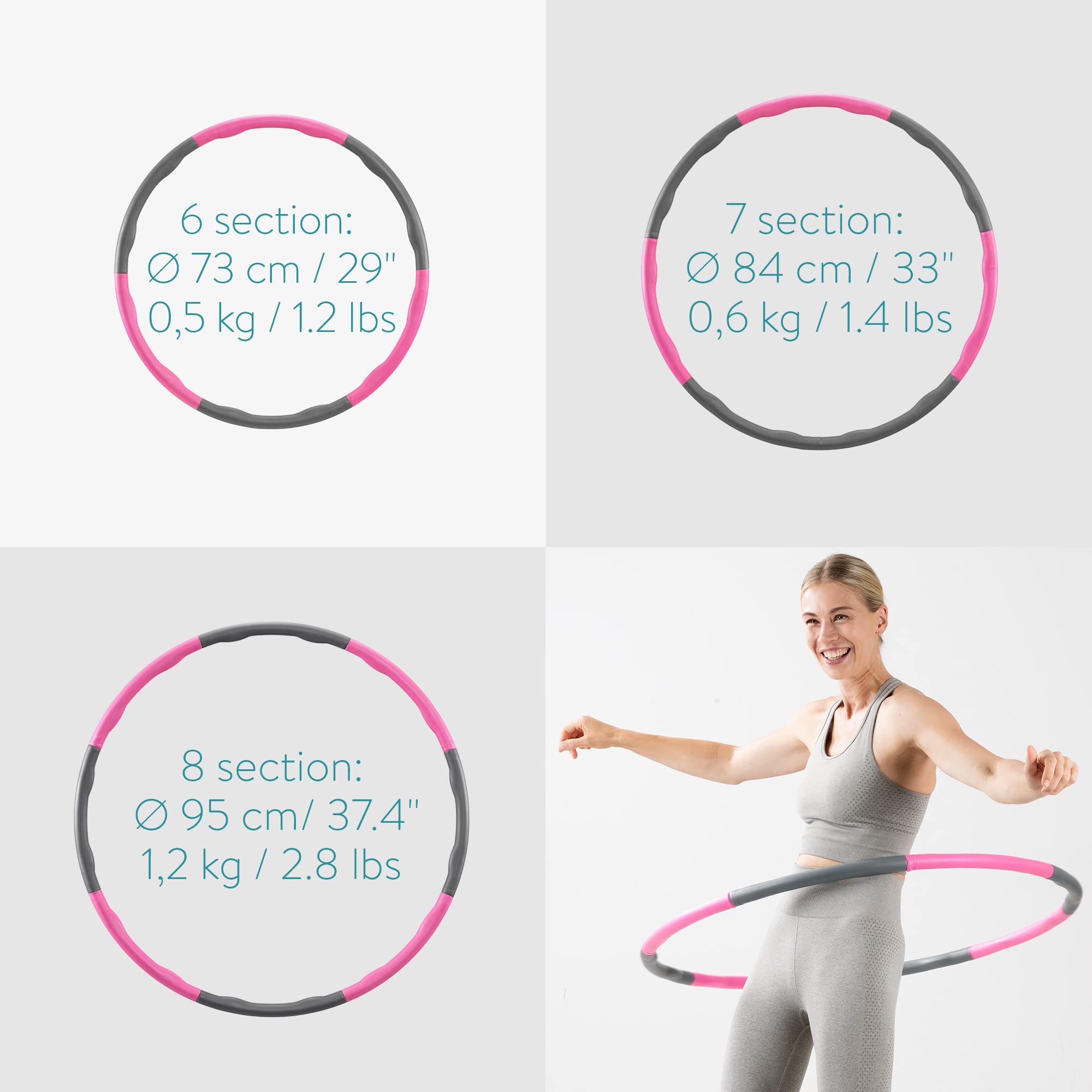 navaris-hula-hoop-set-8-teilig-fitnessreifen-95-cm-arm-hoops image 4