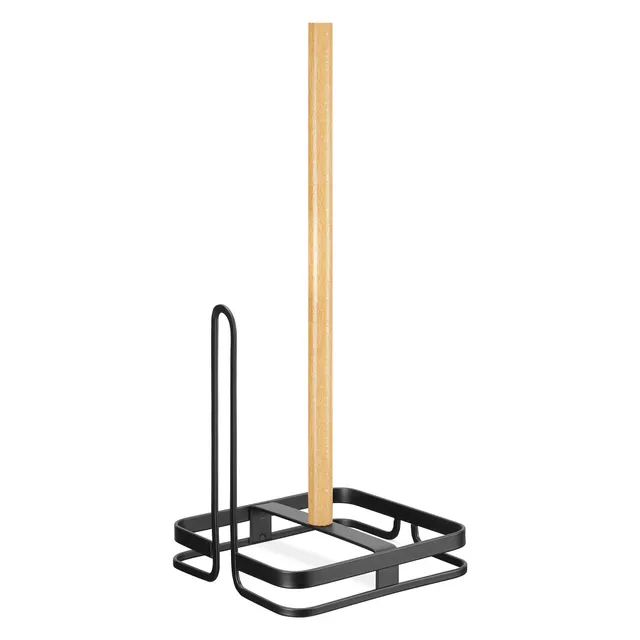 navaris-kitchen-k-chenrollenhalter-stehend-metall-buche-schwarz image 1