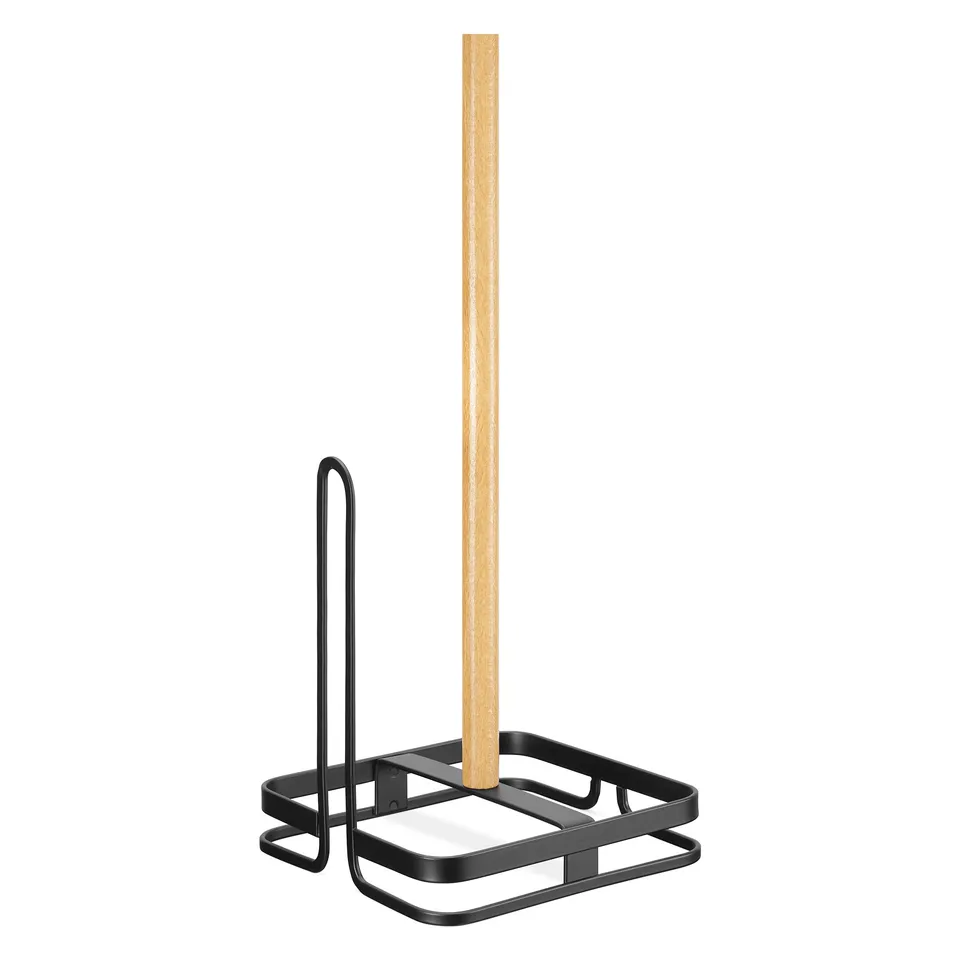 navaris-kitchen-k-chenrollenhalter-stehend-metall-buche-schwarz image 1
