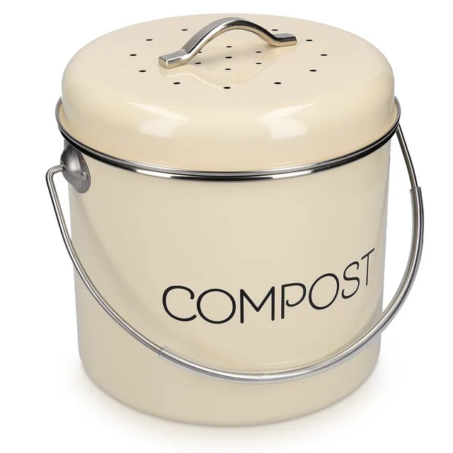 navaris-garden-komposteimer-3l-creme-mit-kohlefilter image 1