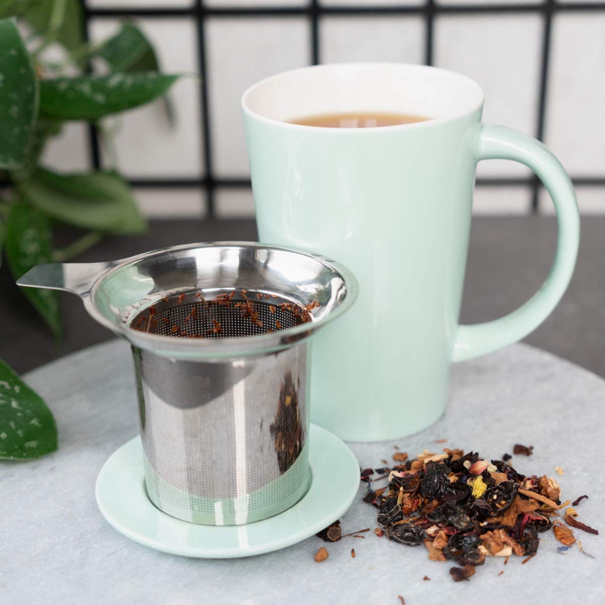 navaris-kitchen-teetasse-mit-sieb-375-ml-keramik-mintgr-n image 2
