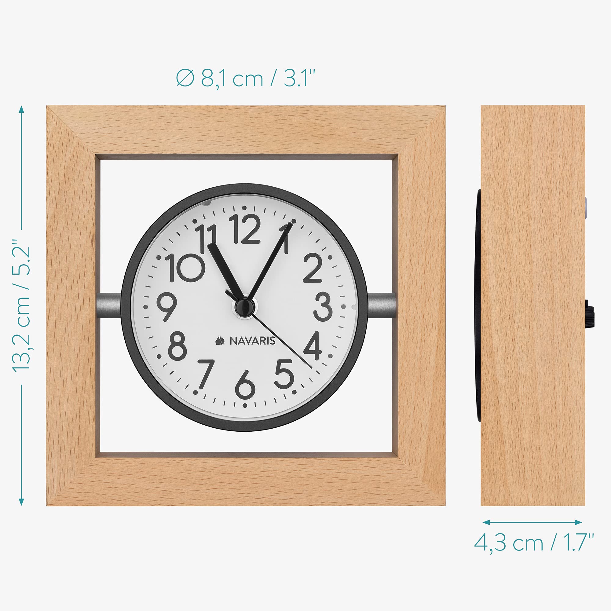 navaris-living-holzuhr-tischuhr-analog-hellbraun-ohne-ticken image 4