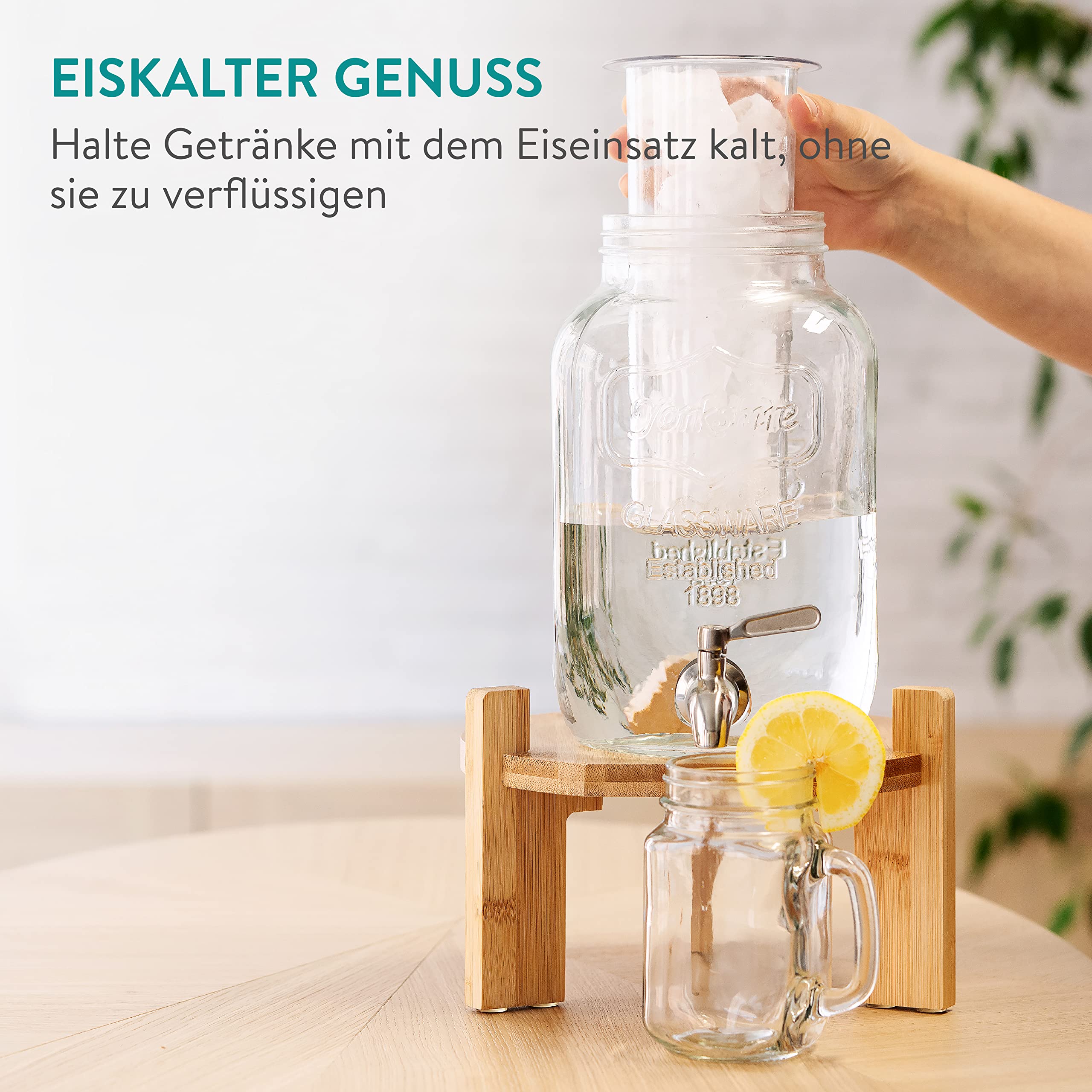 navaris-kitchen-wasserspender-4l-glas-zapfhahn-fruchteinsatz image 3