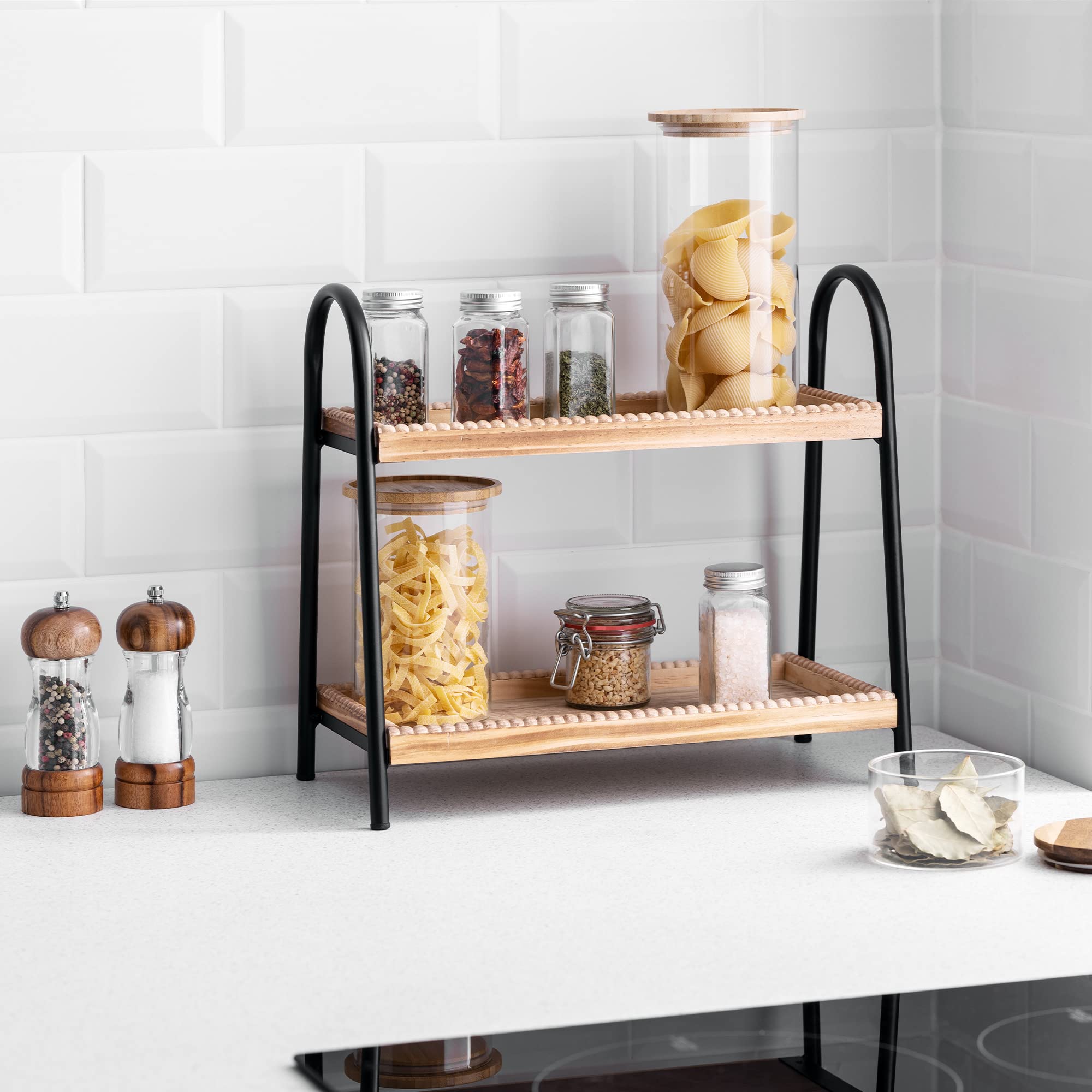 navaris-office-hobby-standregal-klein-holz-2-etagen-vintage image 5