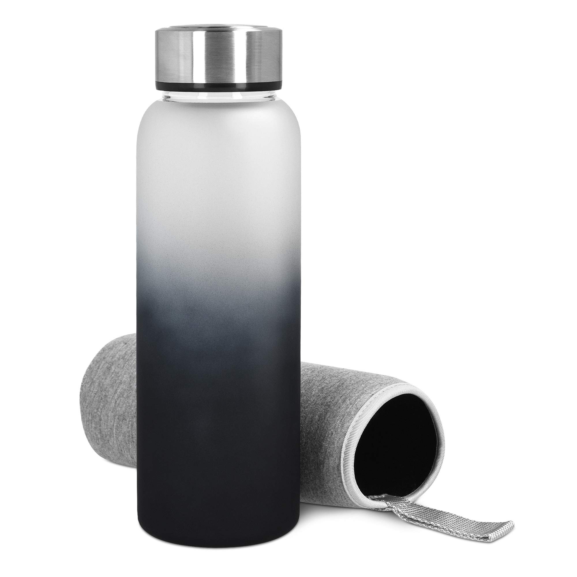 navaris-kitchen-glasflasche-950ml-trinkflasche-schwarz-grau-neopren image 7