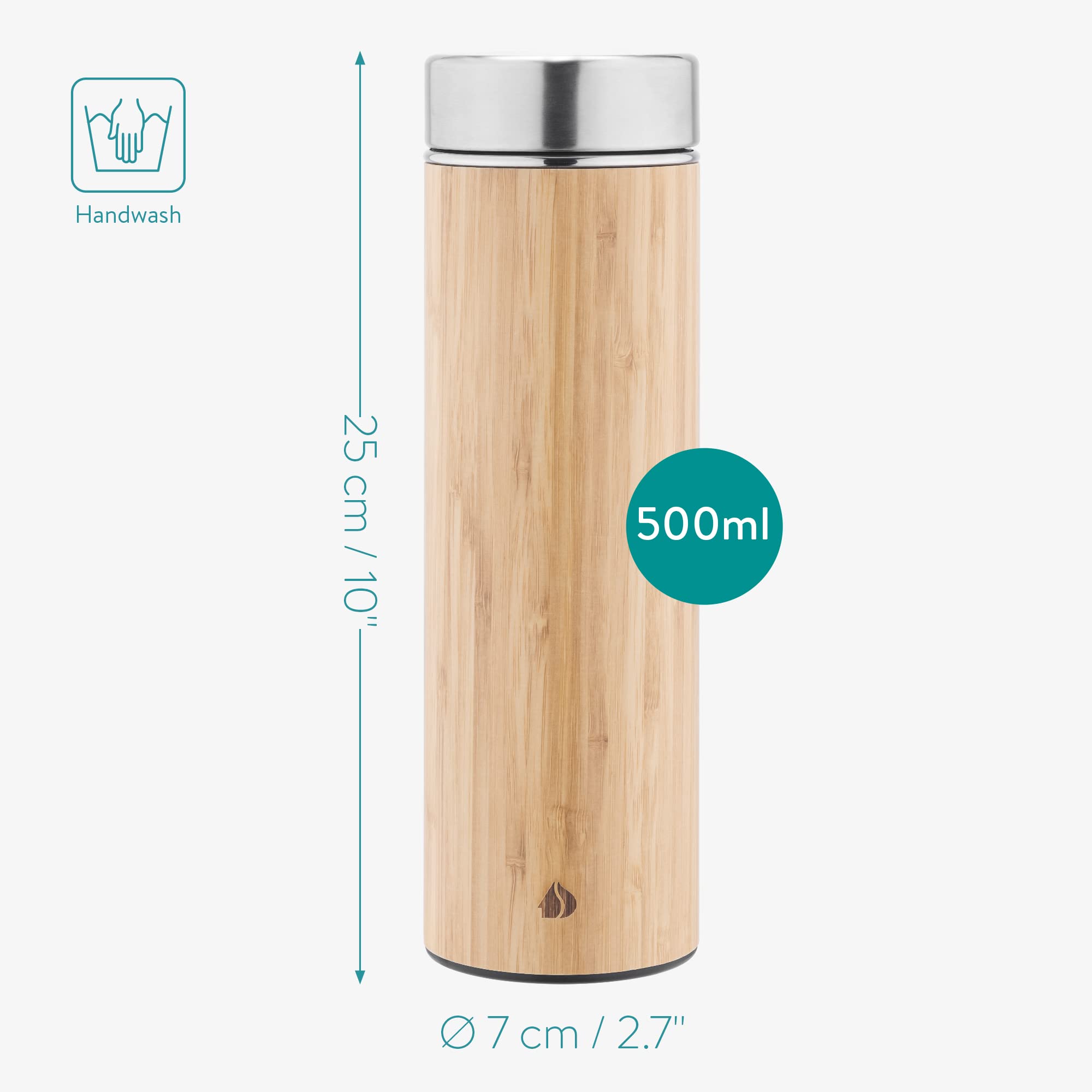 navaris-kitchen-teeflasche-edelstahl-500ml-mit-sieb-bambus image 5