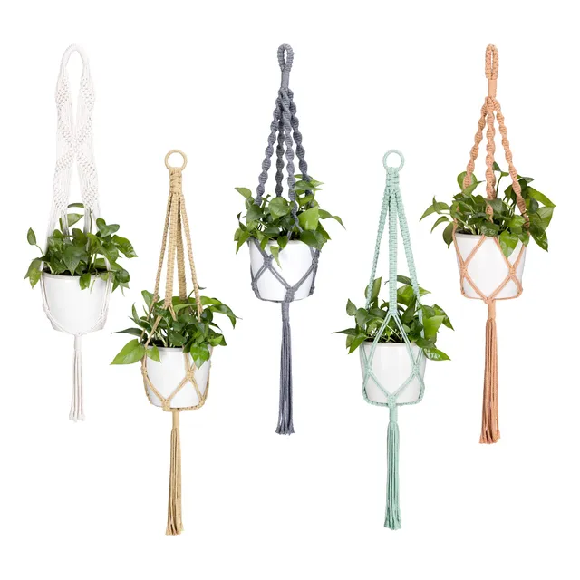 navaris-garden-makramee-blumenampel-5er-set-100-cm-baumwolle image 1