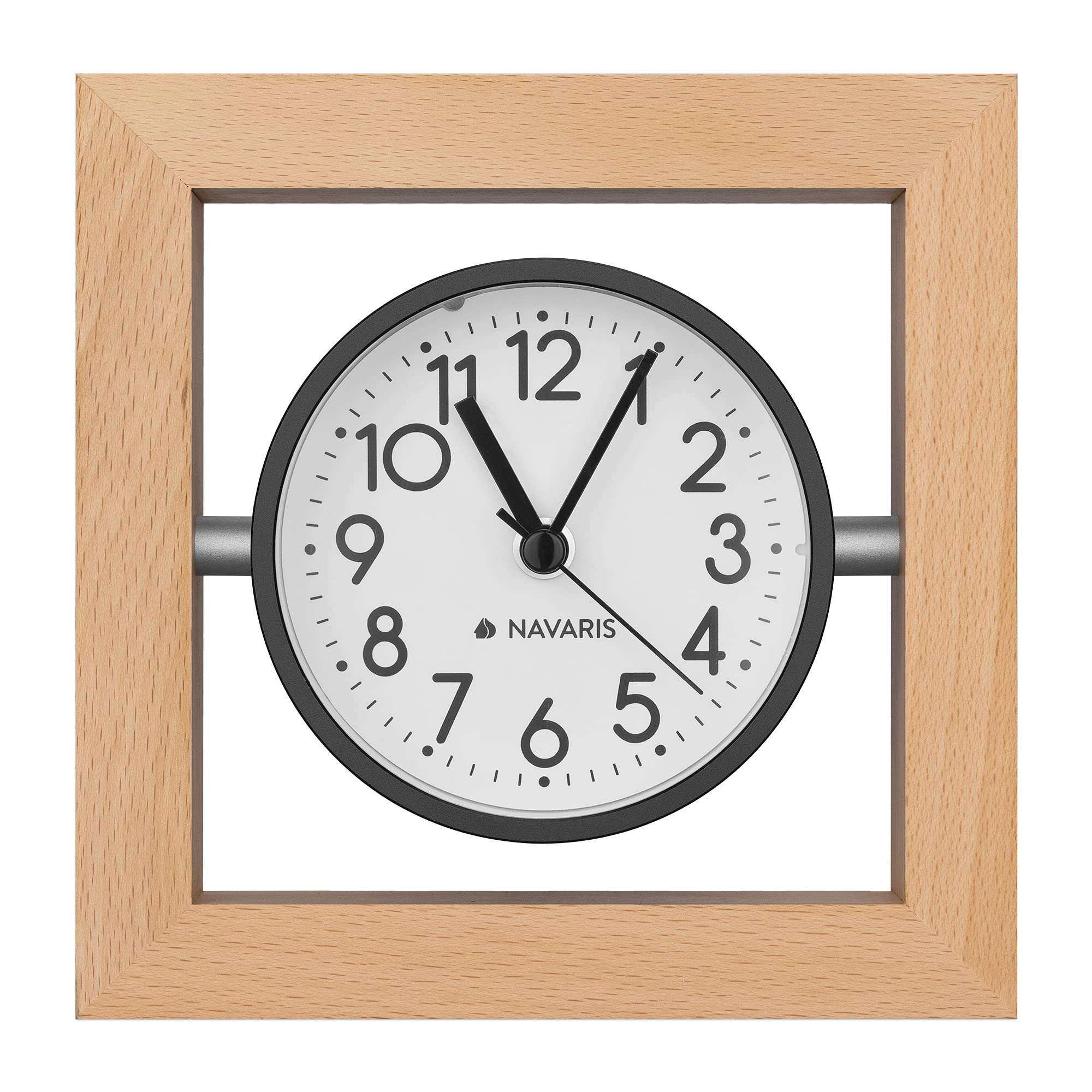 navaris-living-holzuhr-tischuhr-analog-hellbraun-ohne-ticken image 7