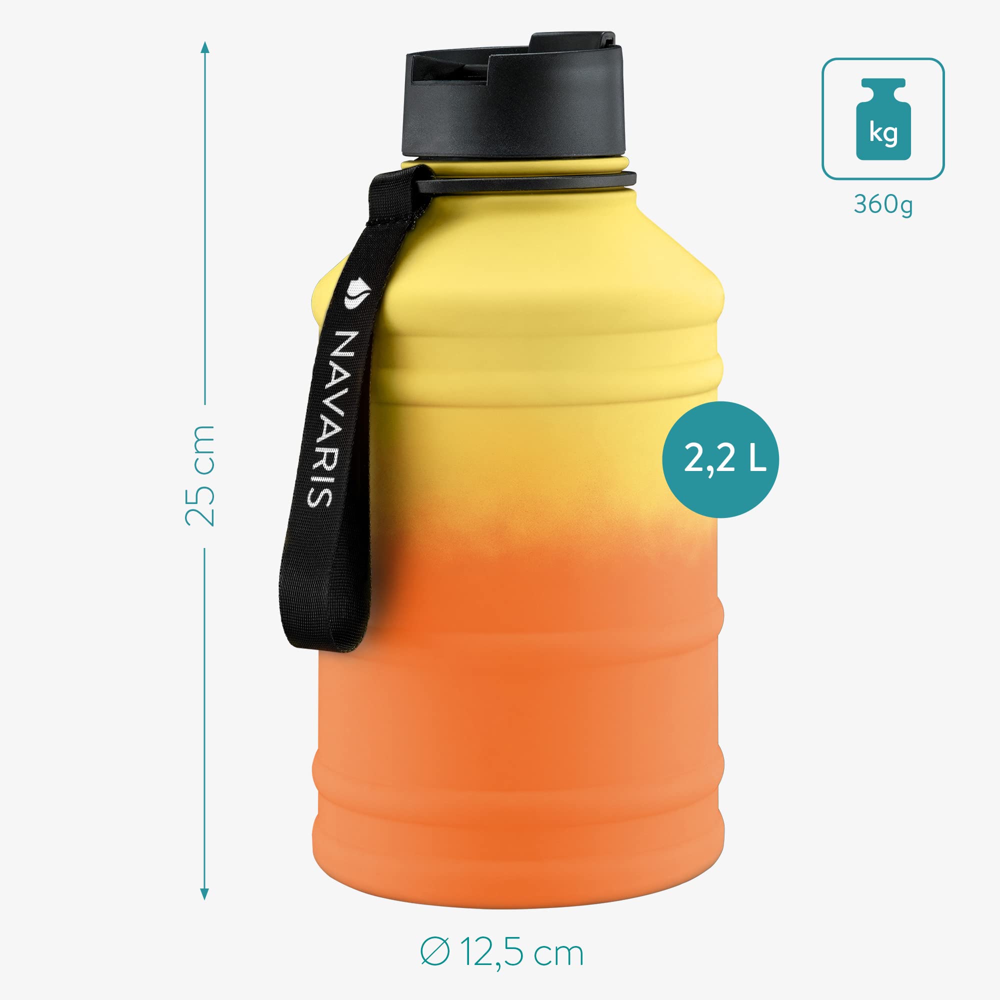 navaris-sport-wellness-trinkflasche-2-2l-edelstahl-bpa-frei-2 image 5