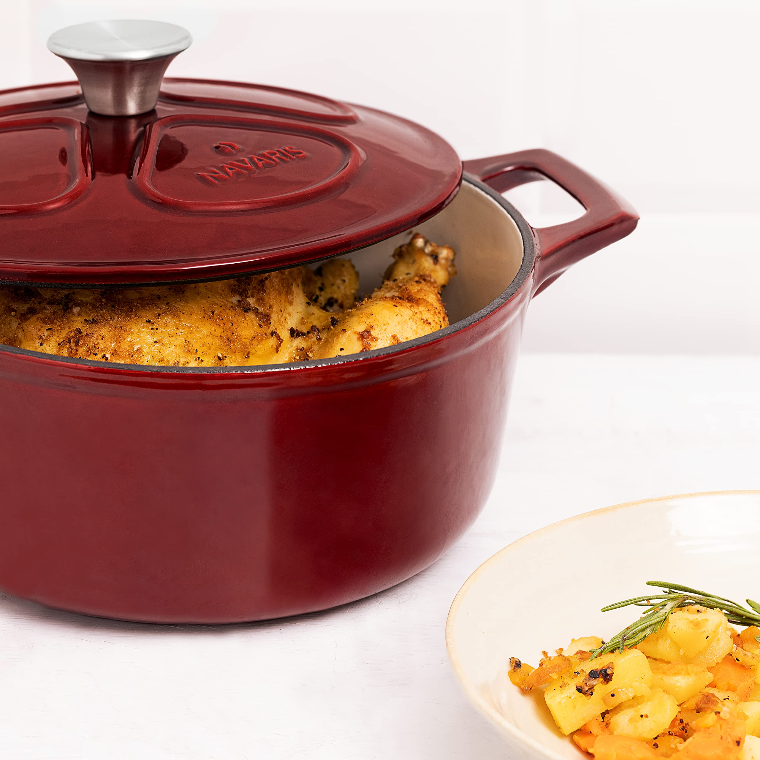 navaris-kitchen-gusseisen-br-ter-3-5l-24cm-topf-dunkelrot image 6