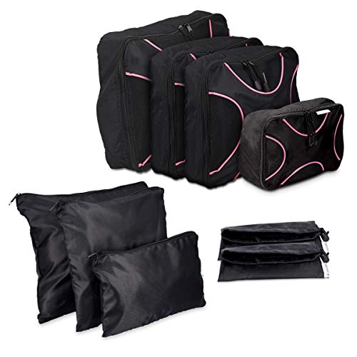 navaris-koffer-packtaschen-set-9-teilig-schwarz-pink image 7