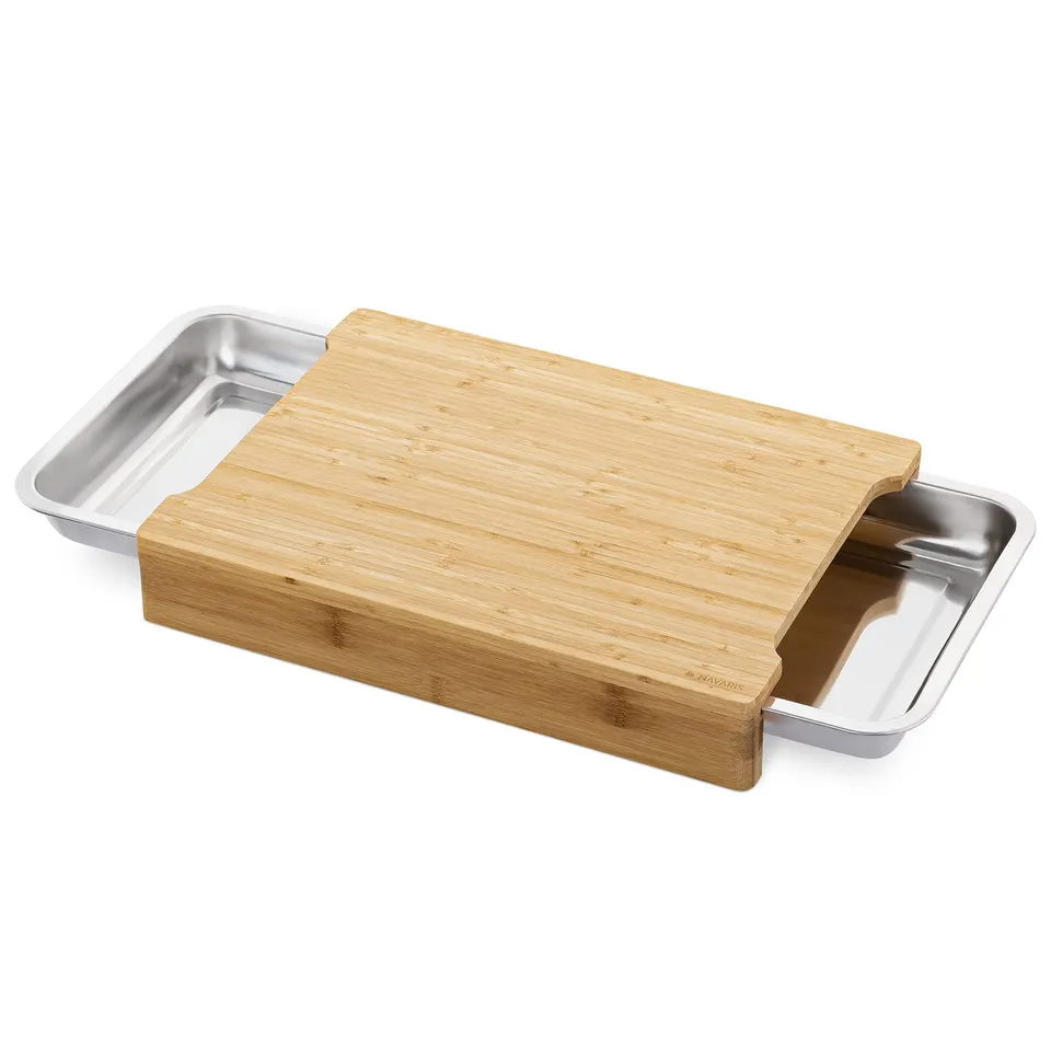 navaris-kitchen-xl-schneidebrett-bambus-mit-2-schalen image 1