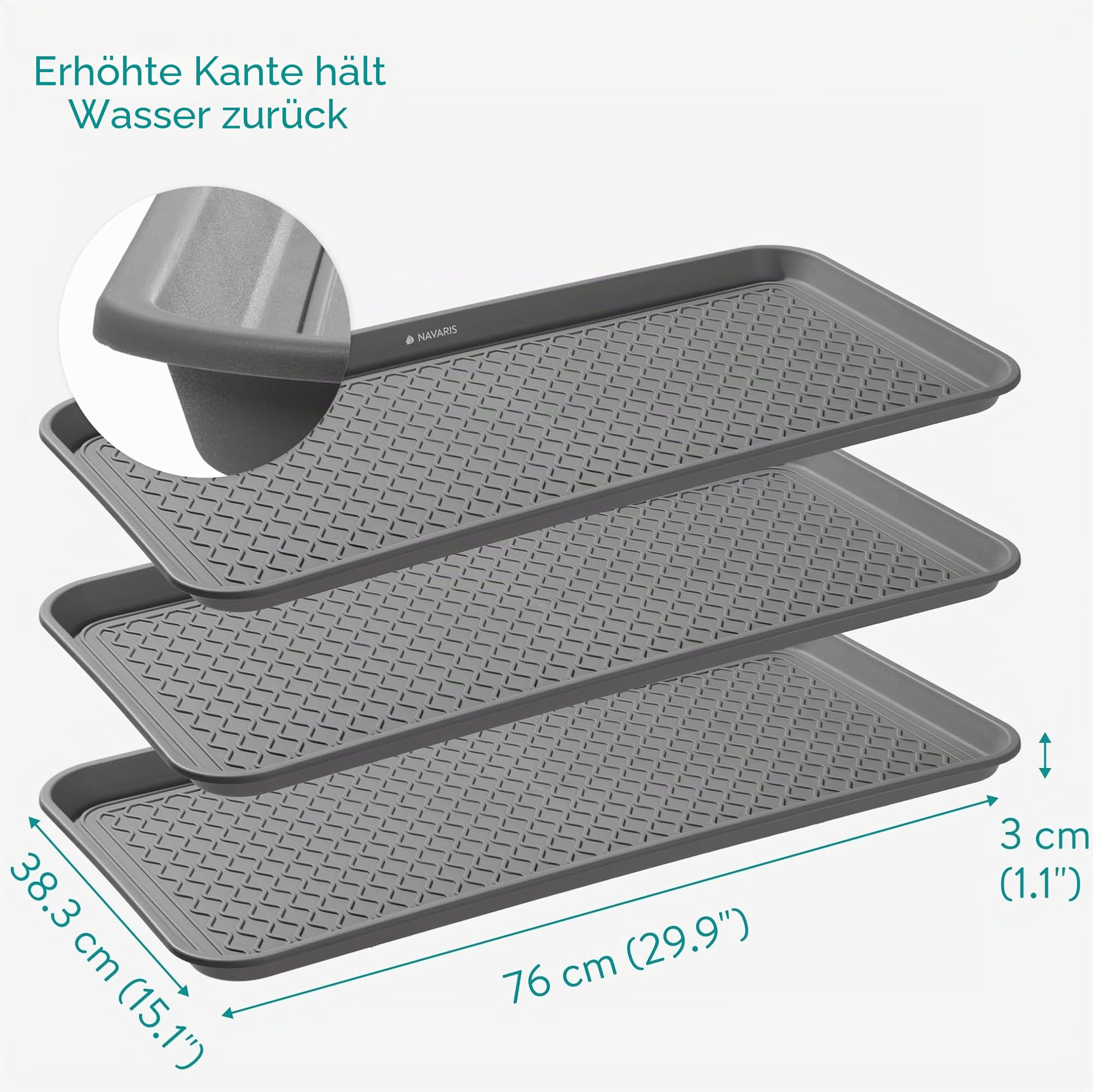 navaris-living-schuhabtropfschale-3er-set-grau-schuhmatte image 3