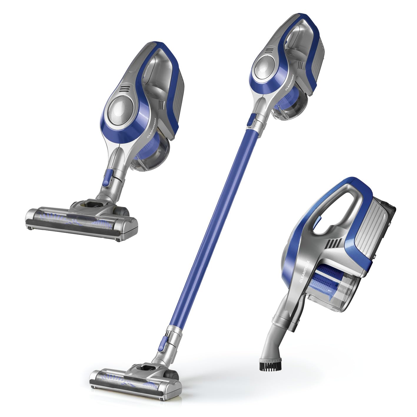 cleanmaxx-akku-zyklon-staubsauger-2in1-beutellos-blau-grau image 1