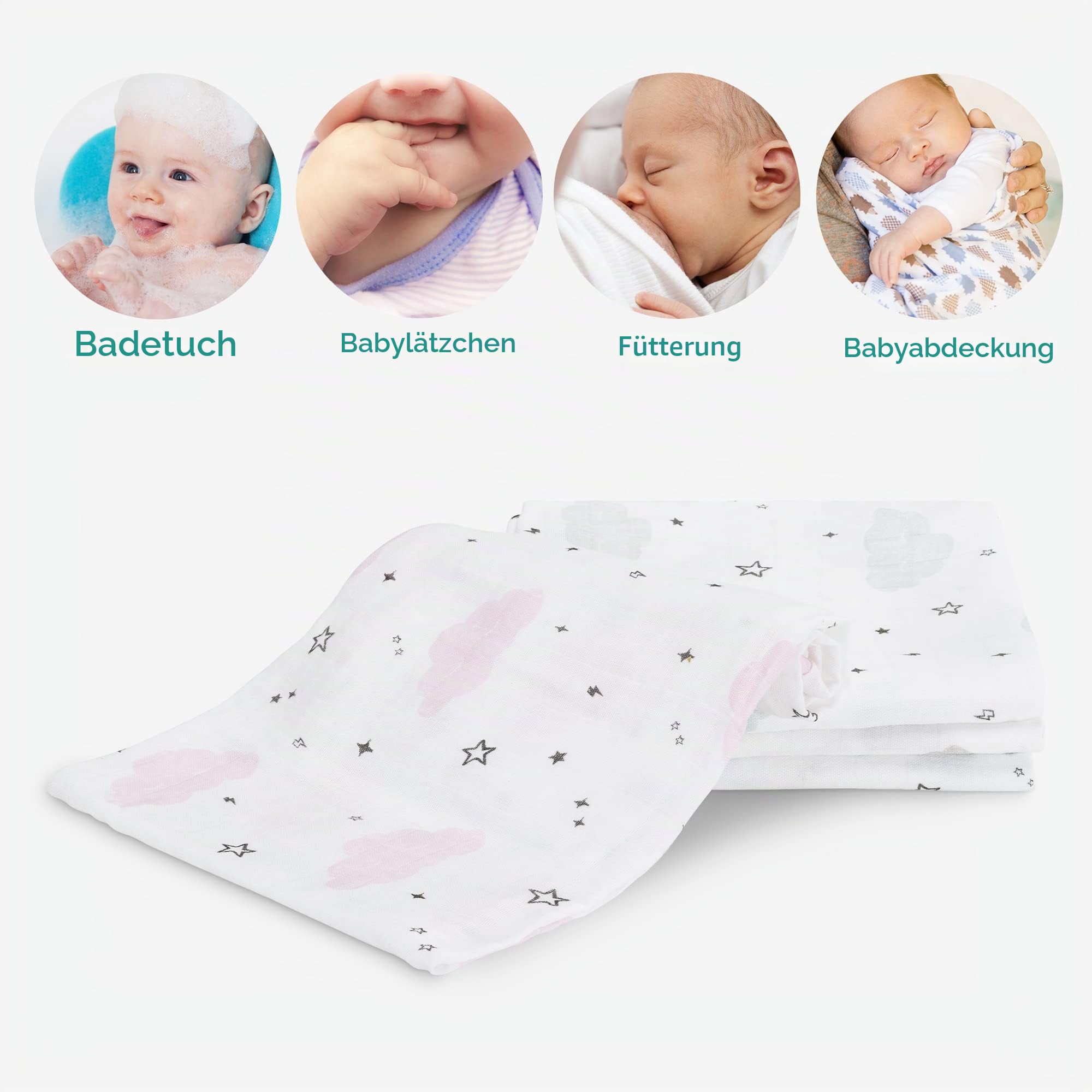 navaris-children-mullwindeln-4er-set-80x80-cm-wei-blau-viskose image 2