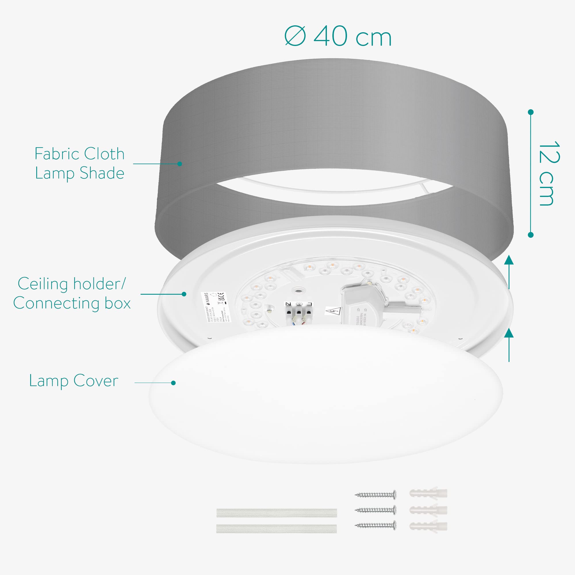 navaris-lighting-led-deckenleuchte-40cm-stoff-hellgrau-warmwei image 4
