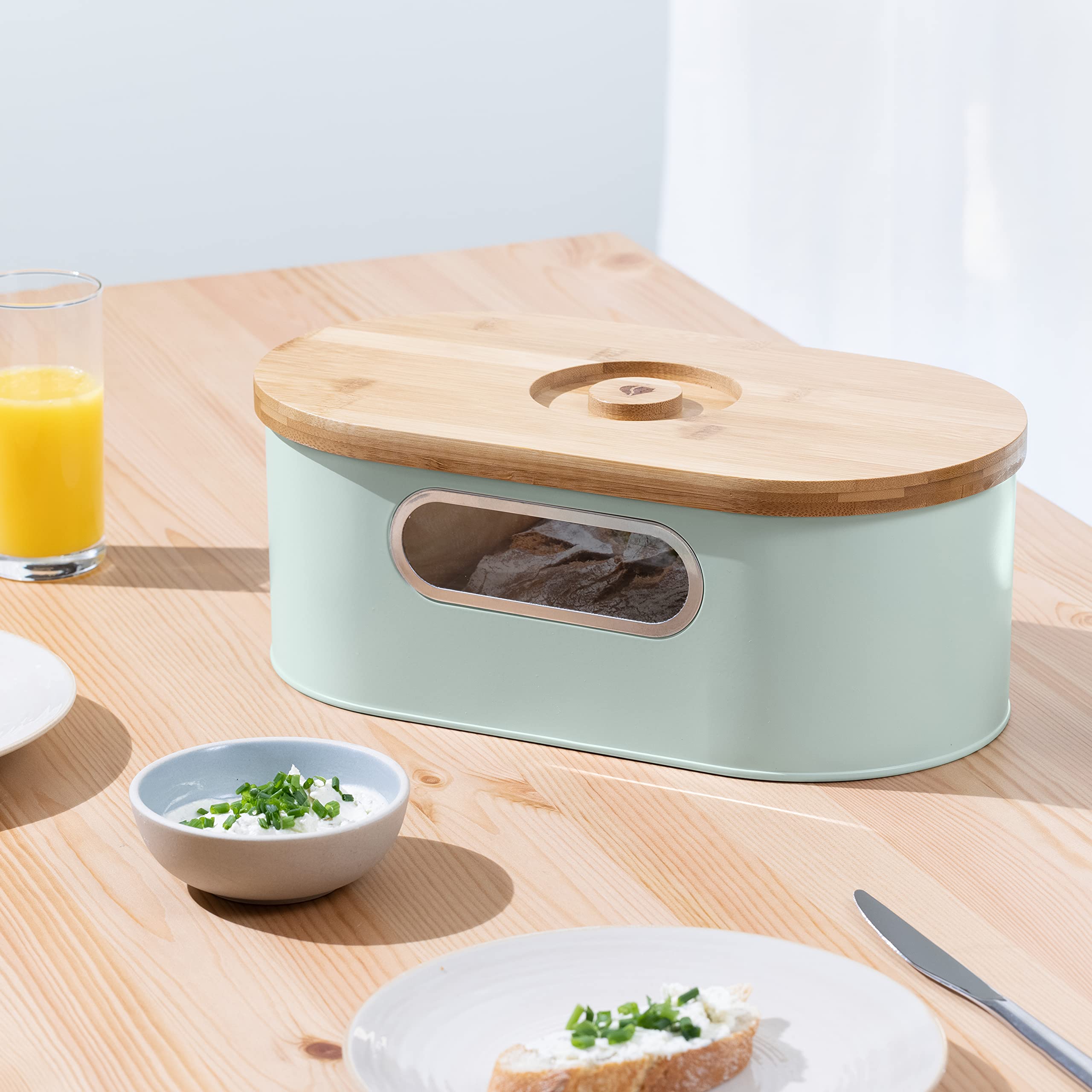 navaris-kitchen-brotkasten-mit-bambusdeckel-oval-schneidebrett image 3
