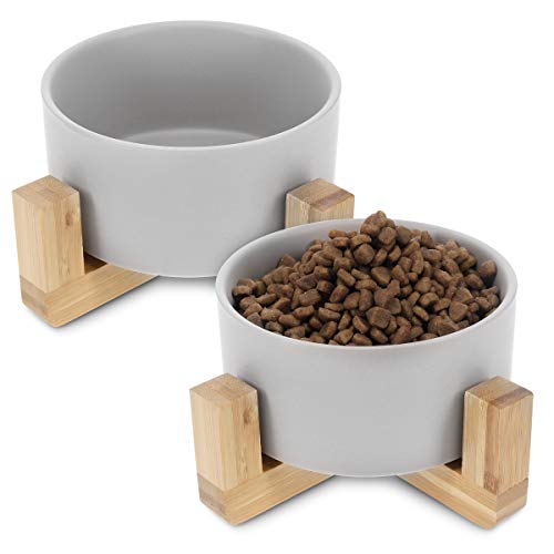 navaris-futternapf-katze-2x-keramik-grau-mit-bambushalter image 8