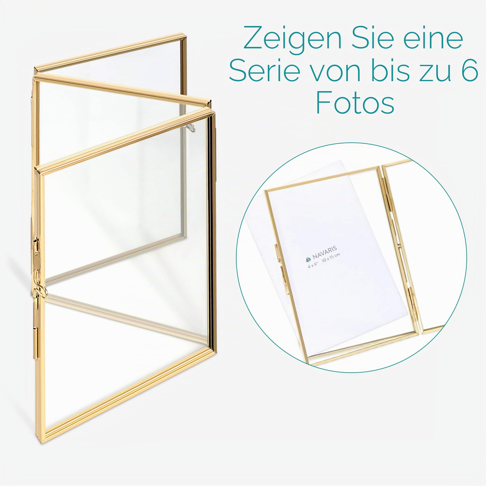 navaris-bilderrahmen-klappbilderrahmen-xs-gold-6-bilder-10x15 image 6