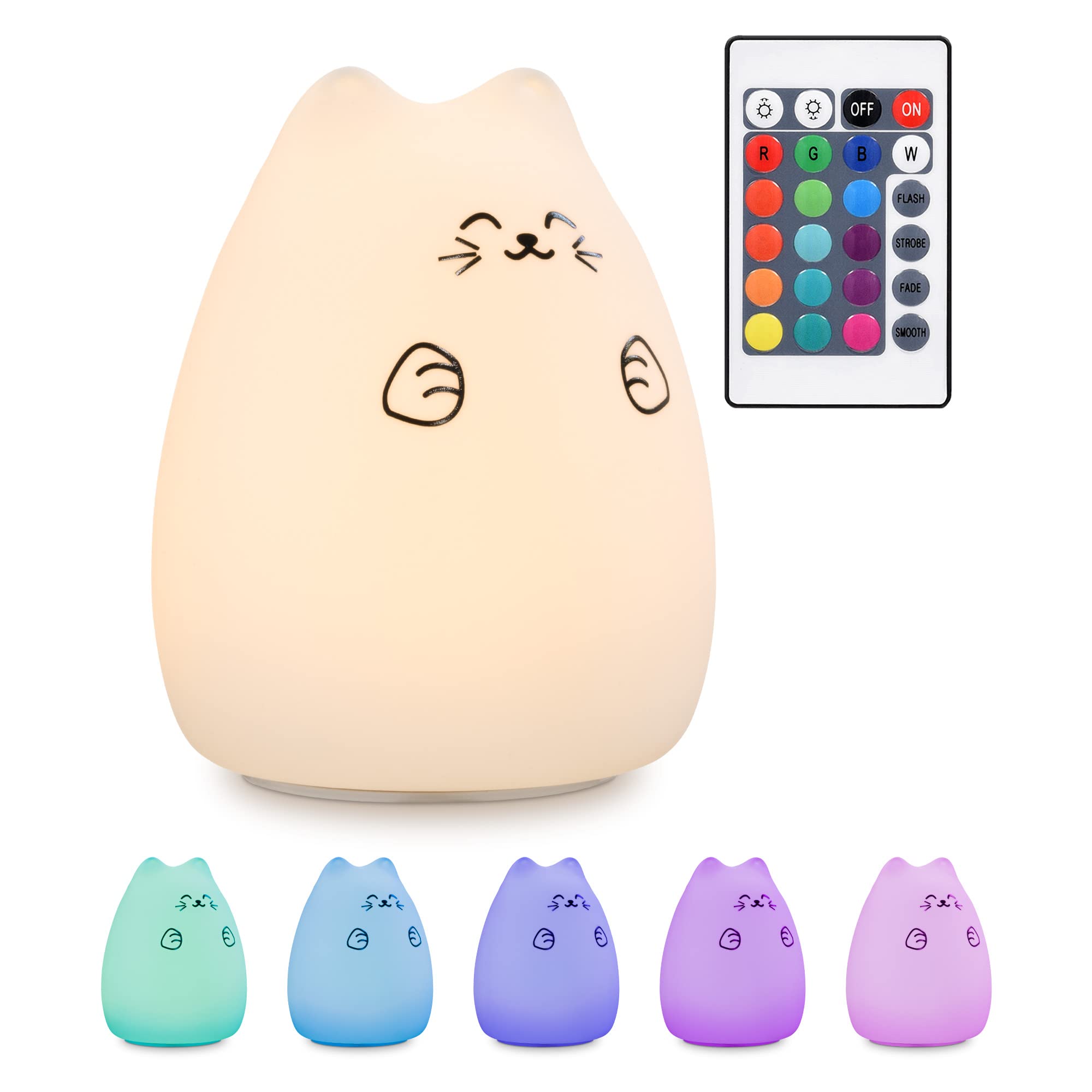 navaris-lighting-led-nachtlicht-katze-wei-rgb-mit-fernbedienung image 7