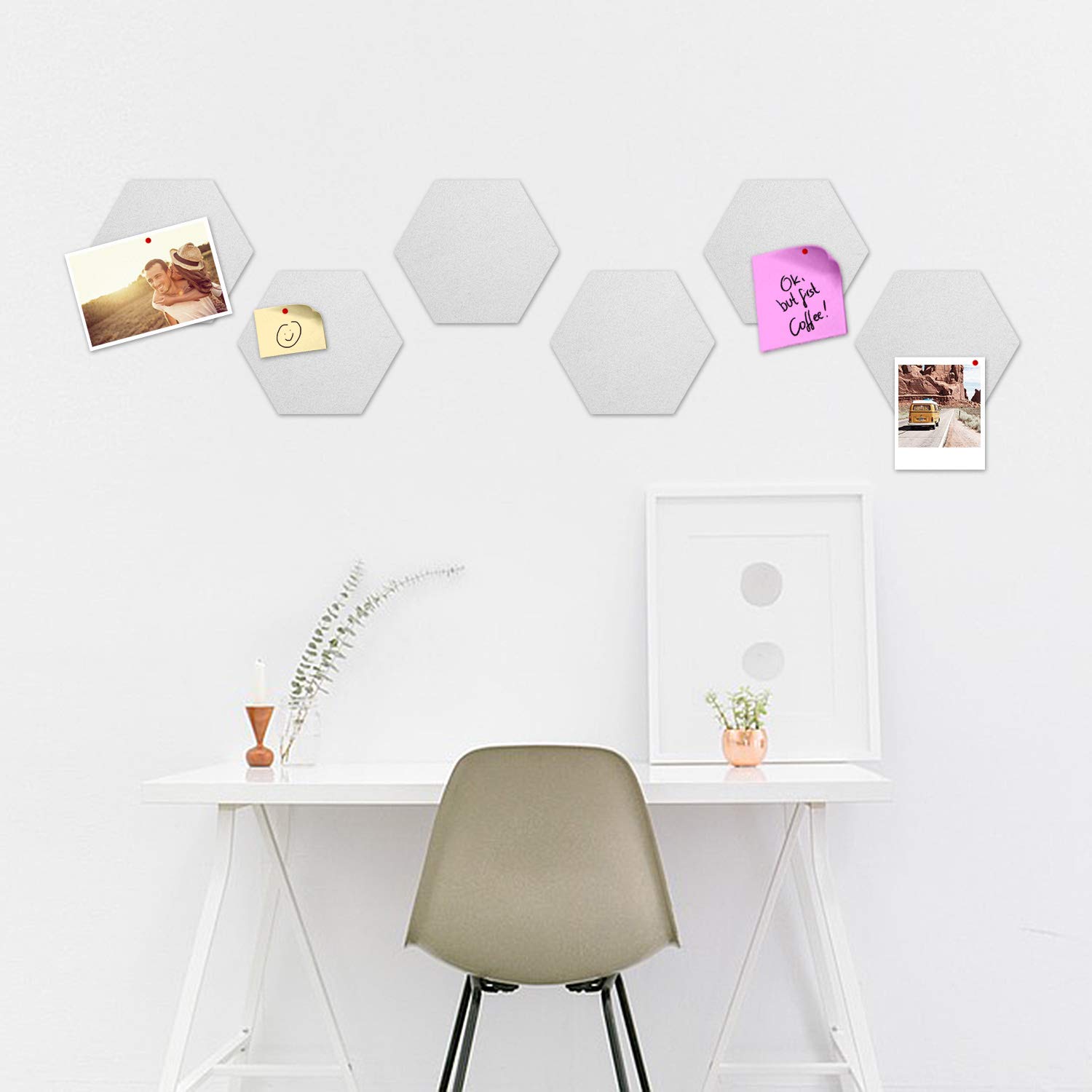 navaris-filz-memoboards-6er-set-wei-sechseckig-mit-pins image 6