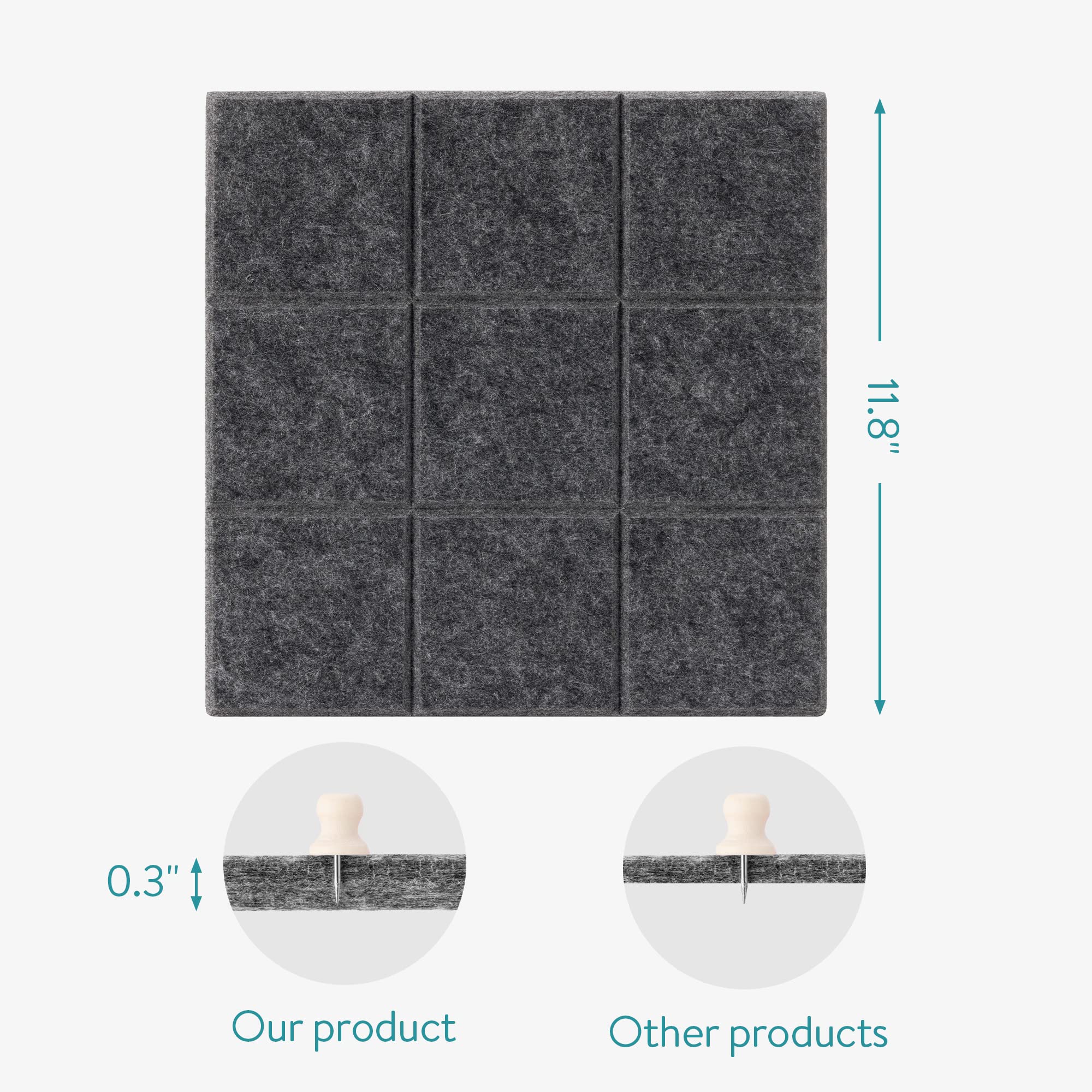 navaris-memoboard-filz-pinnwand-6er-set-grau-30x30cm image 5