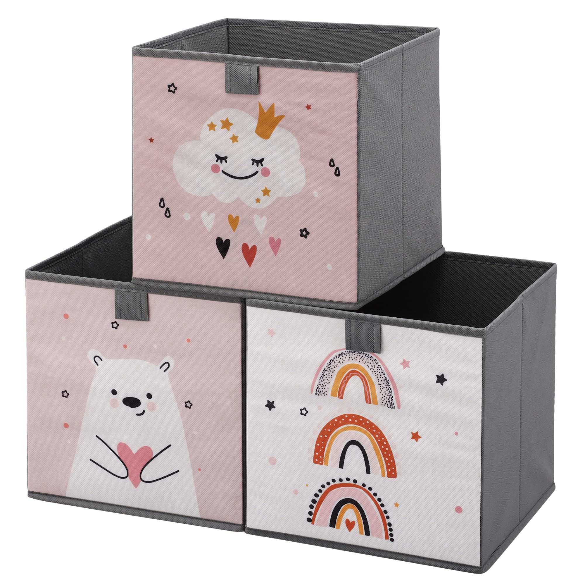 navaris-children-aufbewahrungsbox-28cm-3er-set-tier-motiv-faltbar image 2