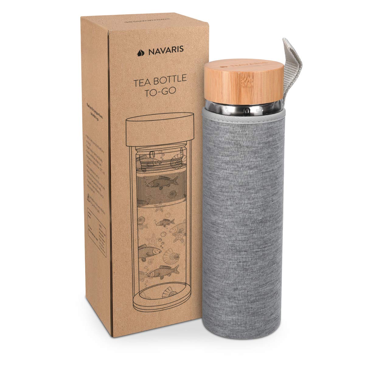 navaris-teeflasche-glas-500-ml-fisch-design-mit-sieb image 7