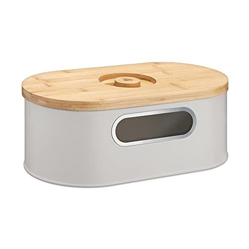 navaris-kitchen-brotkasten-taupe-mit-bambusdeckel-schneidebrett image 8