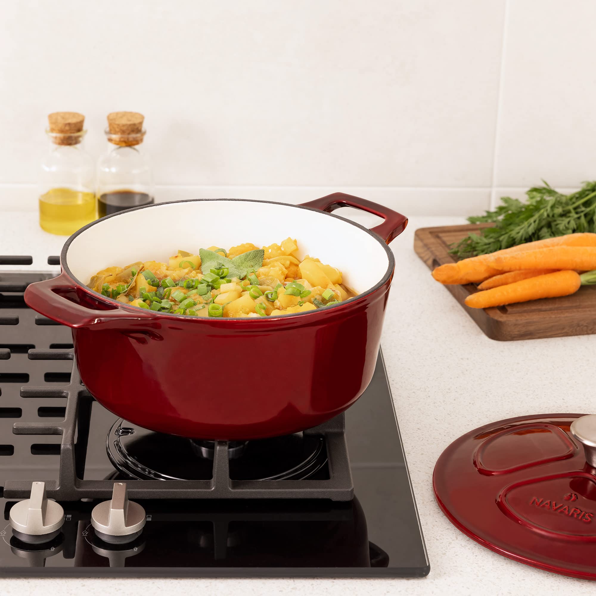 navaris-kitchen-gusseisen-br-ter-3-5l-24cm-topf-dunkelrot image 2