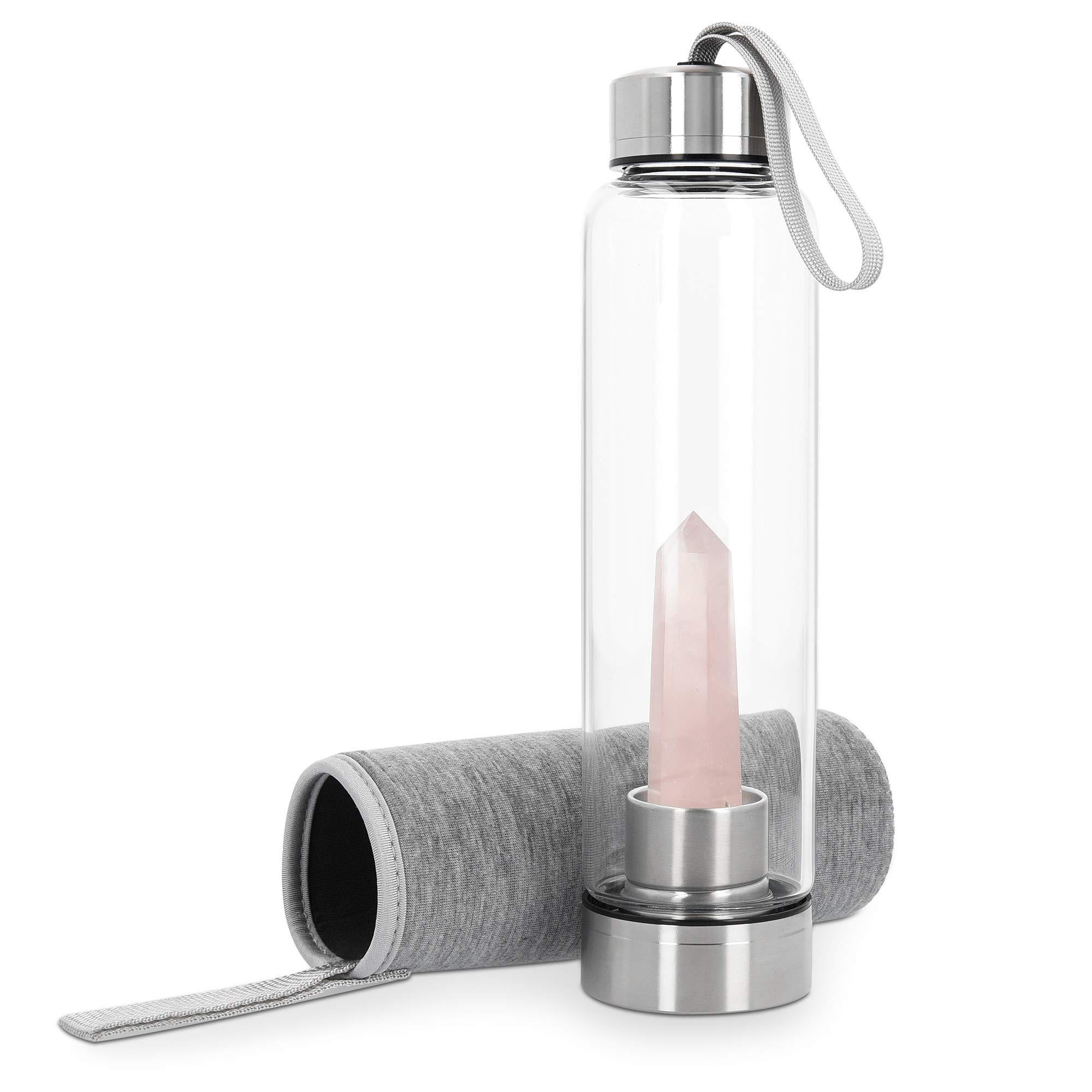 navaris-kitchen-kristall-trinkflasche-glas-500-ml-rosenquarz-mit-h-lle image 1