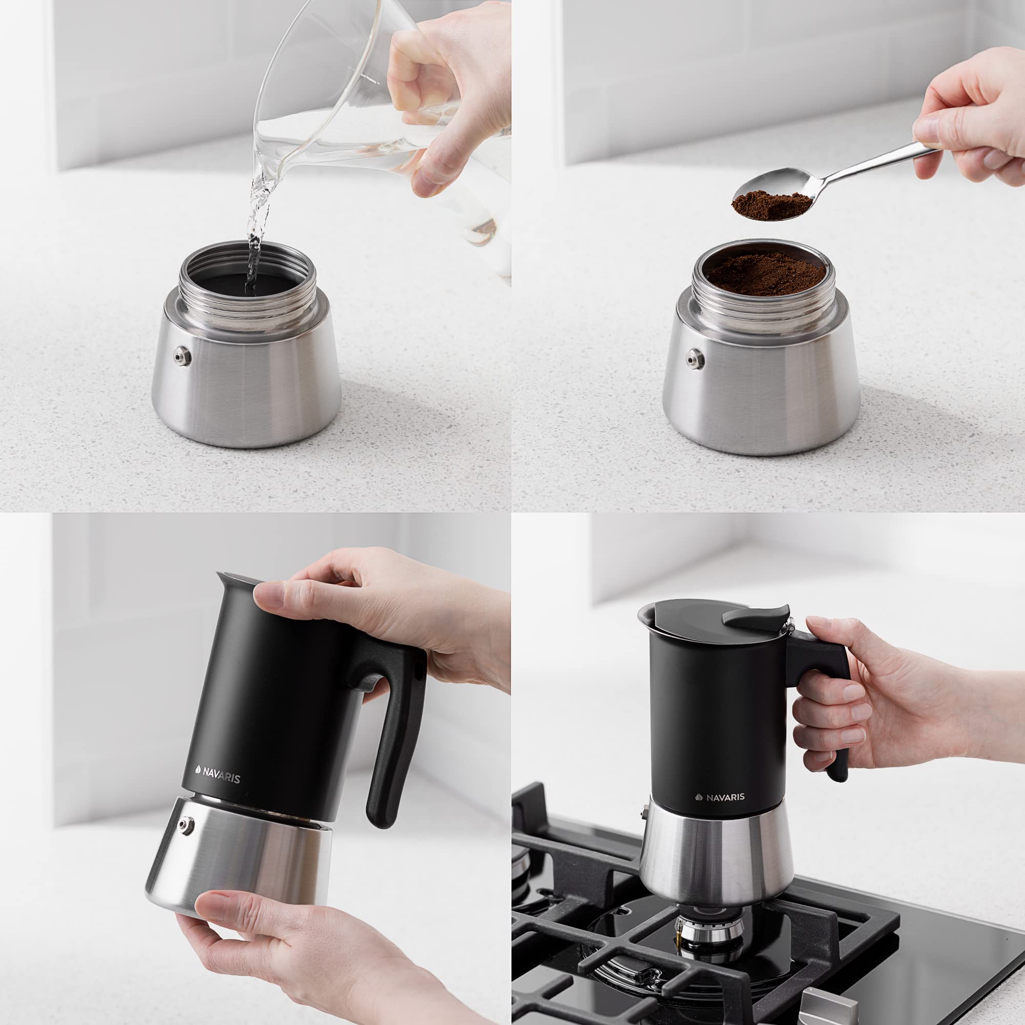 navaris-kitchen-espressokocher-6-tassen-edelstahl-schwarz-300ml image 3