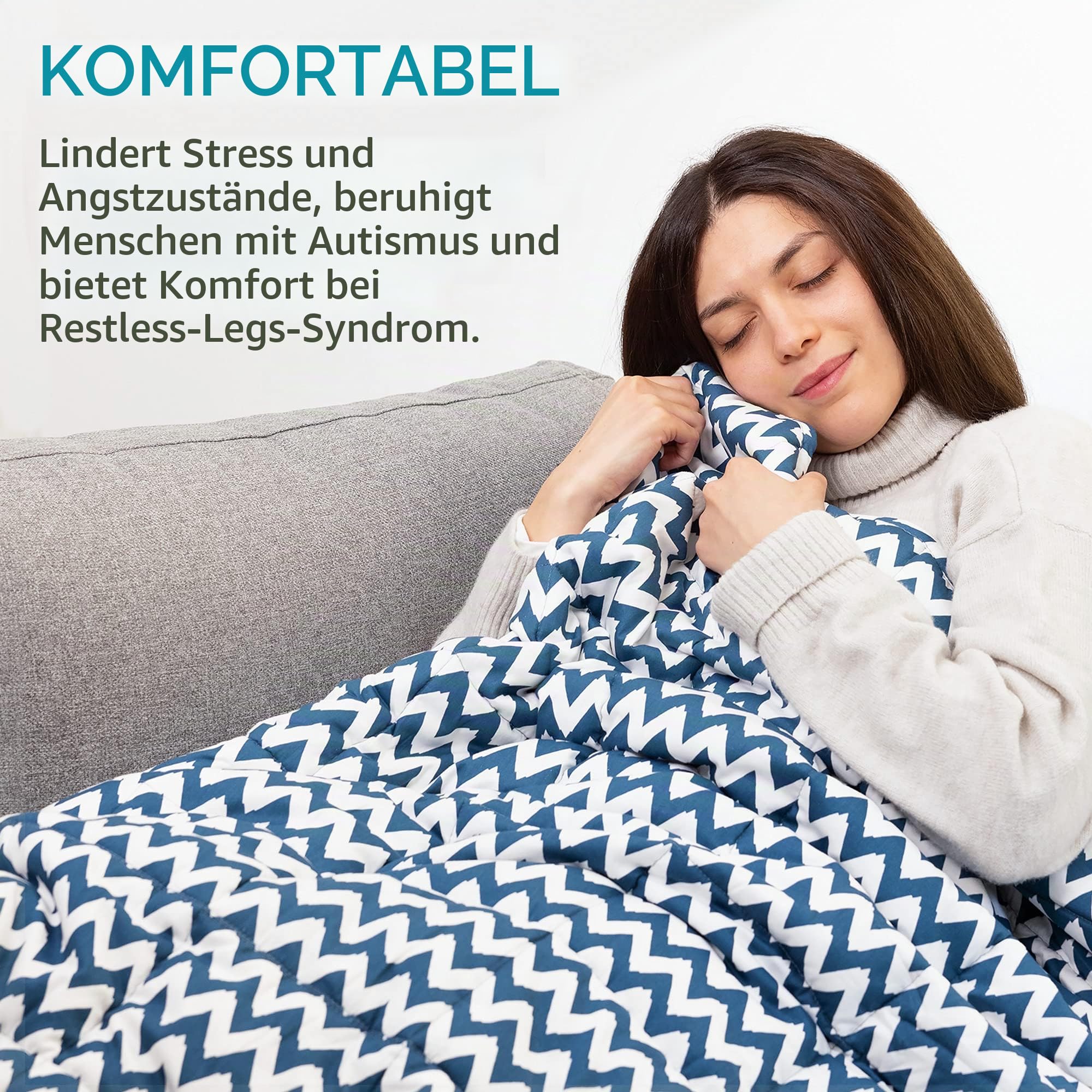 navaris-living-gewichtsdecke-135x200-8-8-kg-zickzack-baumwolle image 3