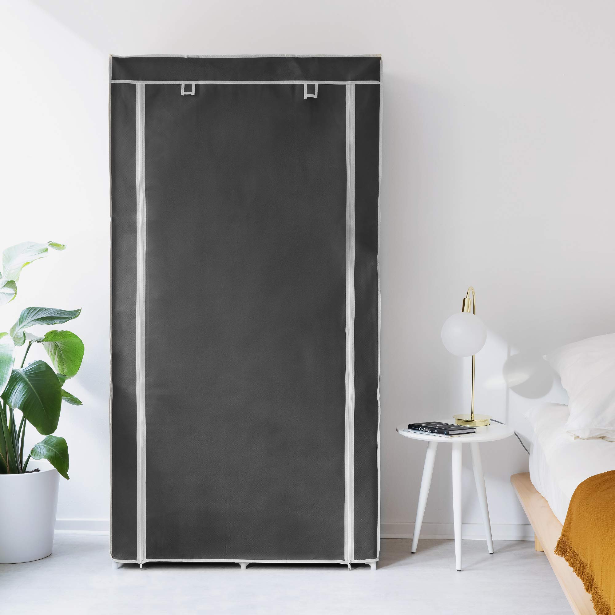 navaris-stoff-kleiderschrank-88x170x45-grau-mit-kleiderstange image 5
