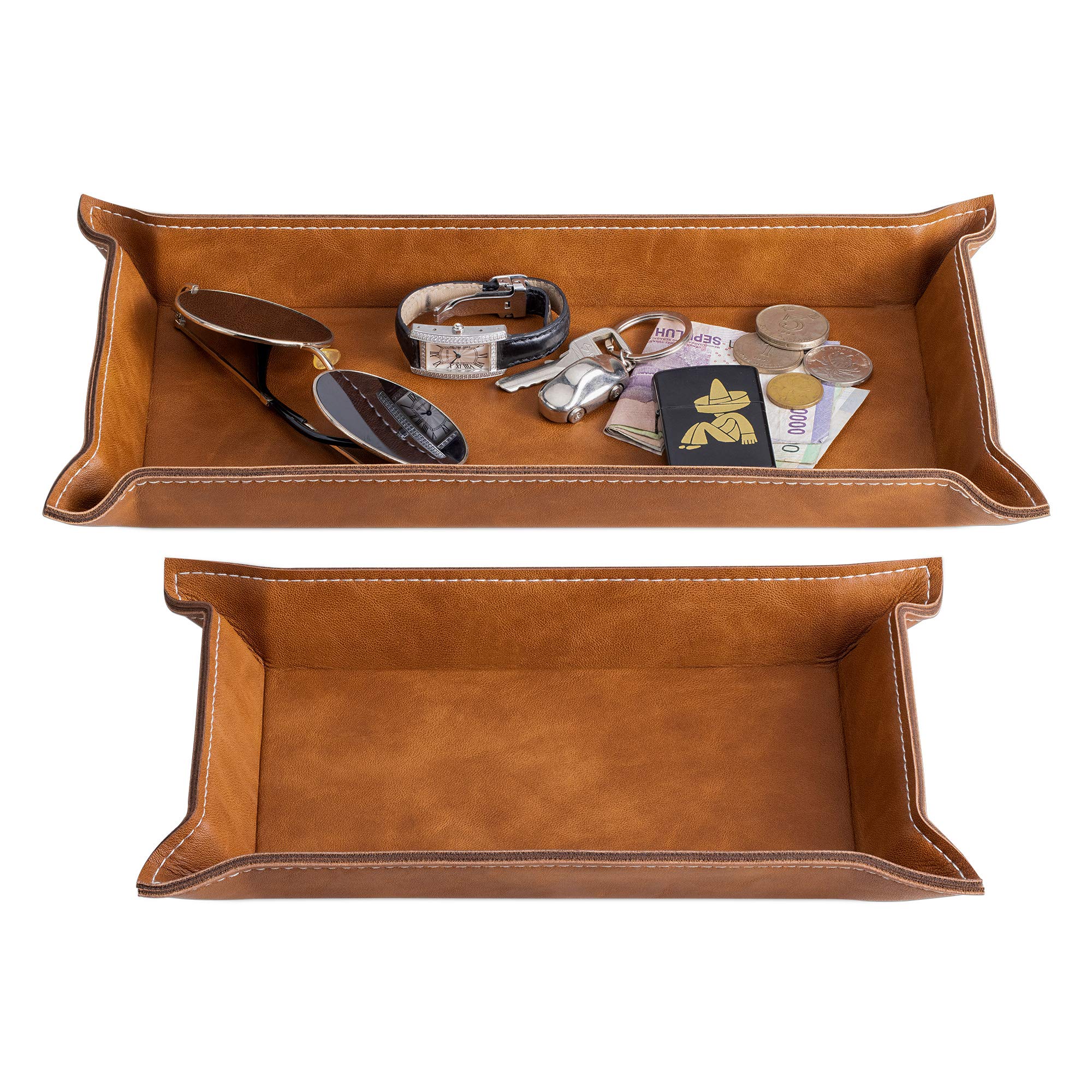 navaris-beauty-tablett-lederschale-2er-set-kunstleder-ablage image 2