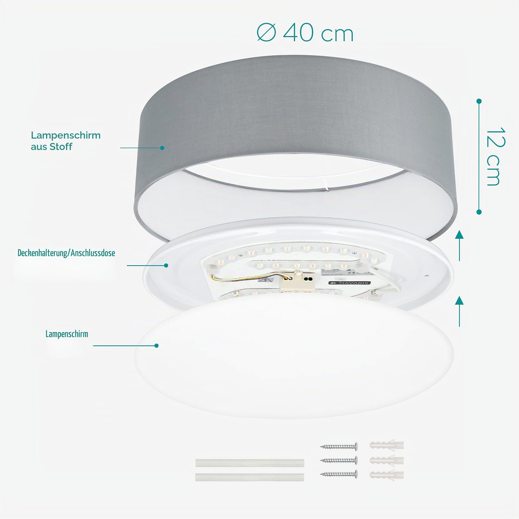 navaris-lighting-led-deckenleuchte-40-cm-rund-grau-hellgrau-dimmbar image 6