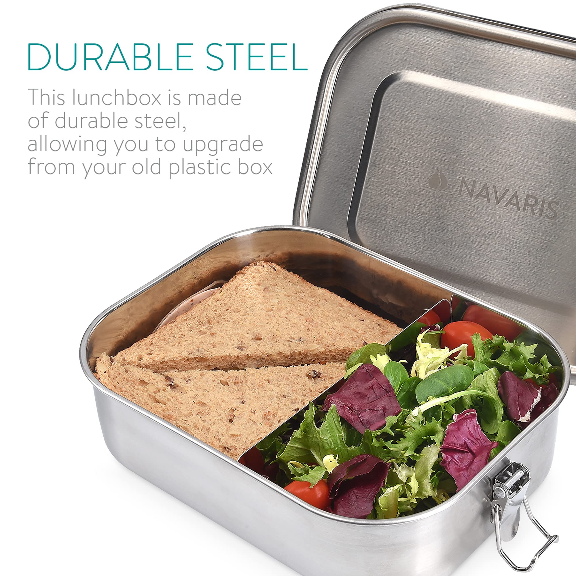 navaris-kitchen-brotdose-edelstahl-1400-ml-auslaufsicher-mit-trenner image 4