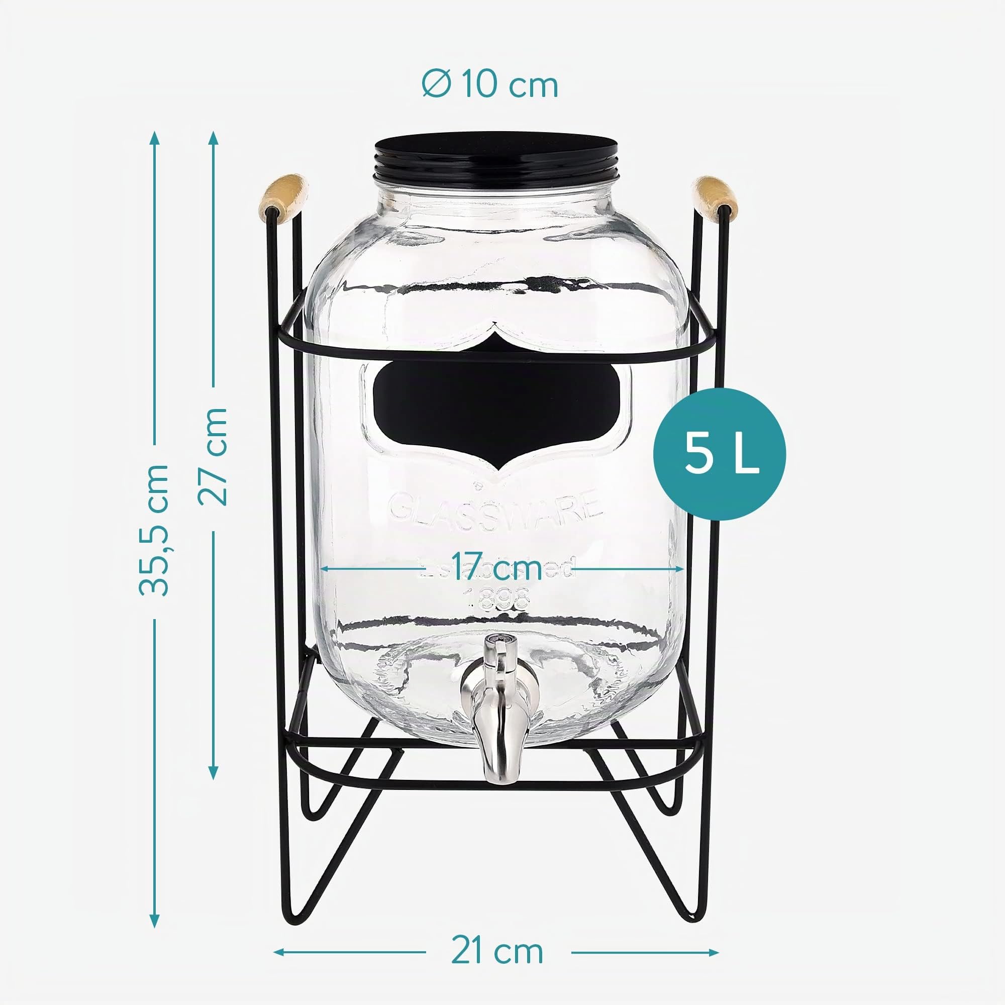 navaris-getr-nkespender-5-liter-glas-mit-edelstahl-zapfhahn-st-nder image 5