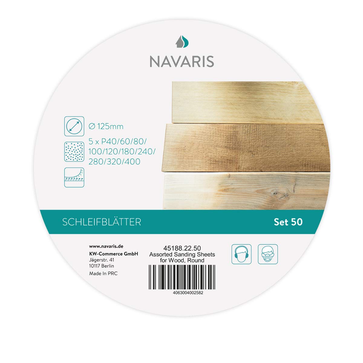 navaris-schleifpapier-rund-125mm-50er-set-p40-p400-holz-metall image 7