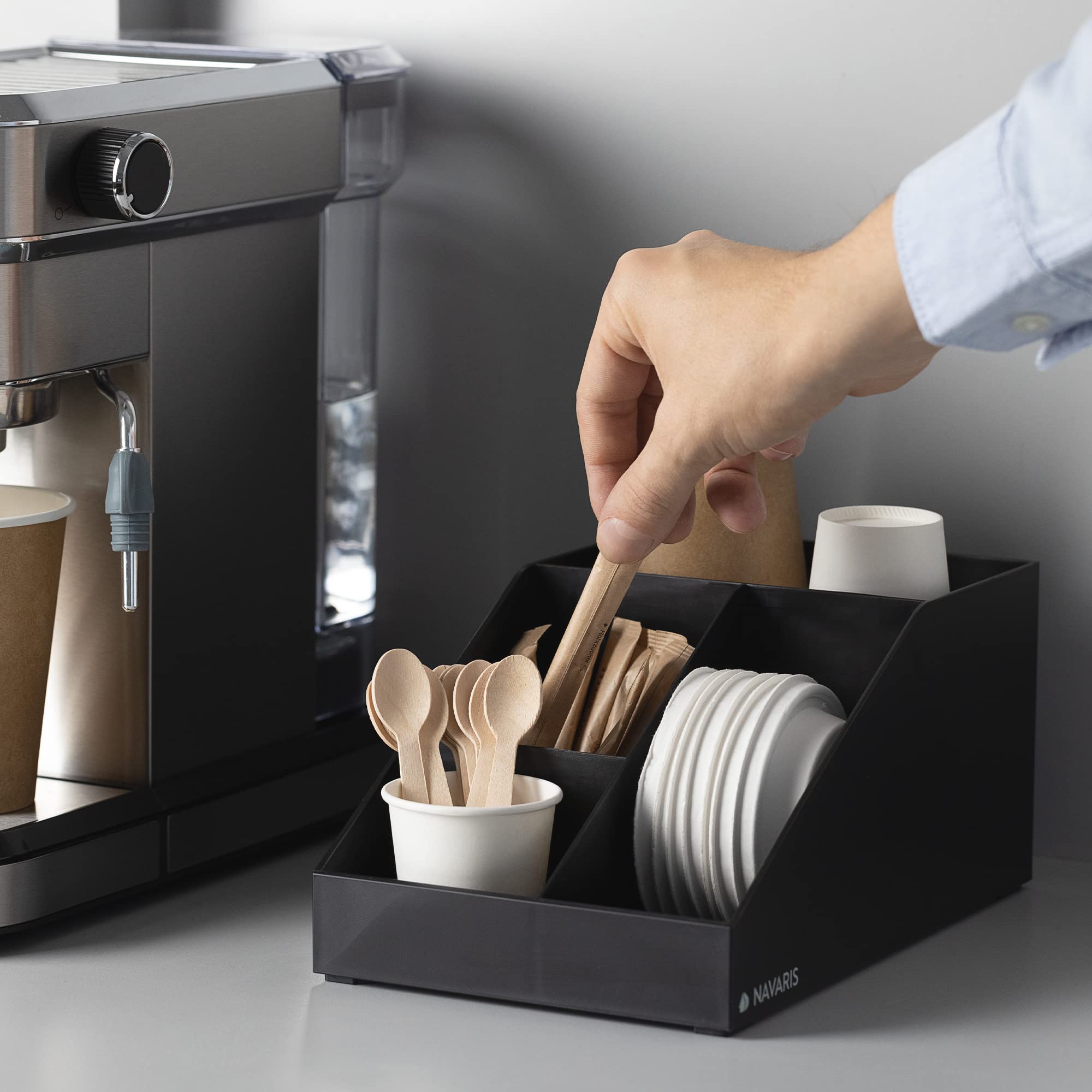 navaris-kaffee-organizer-kaffeebar-4-f-cher-aufbewahrungsbox-schwarz image 5