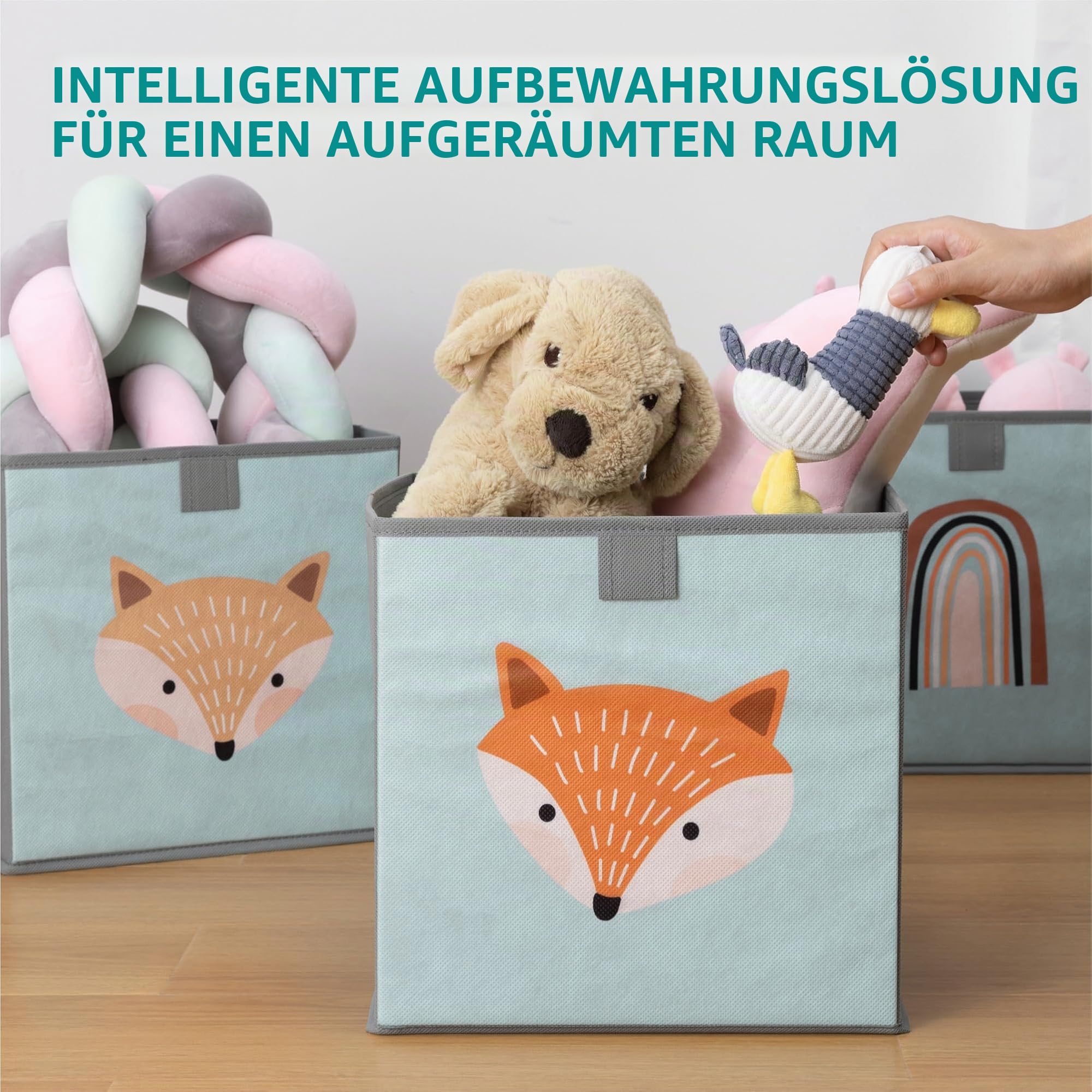 navaris-kinder-aufbewahrungsbox-3er-set-tiermotiv-28cm-faltbar image 4