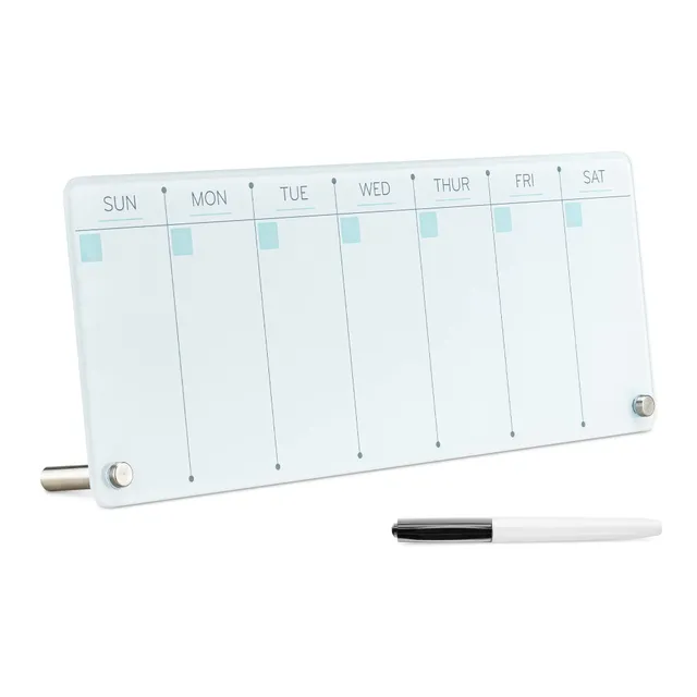 navaris-wochenplaner-glas-abwischbar-40-5cm-mit-marker image 1