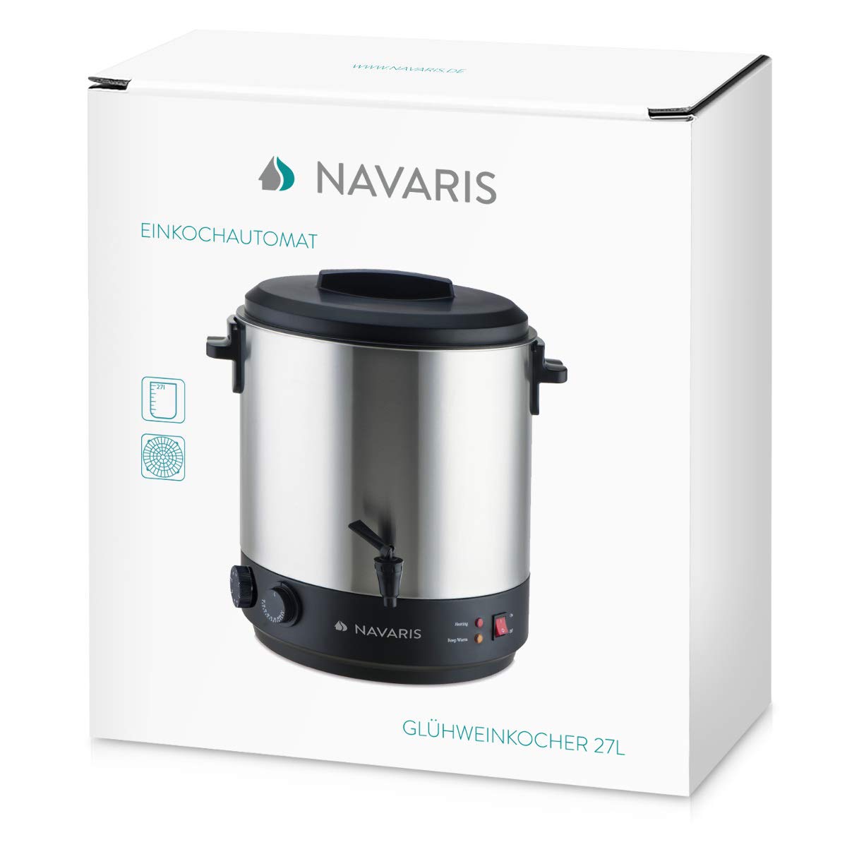 navaris-kitchen-gl-hweinkocher-einkochautomat-27l-silber-zapfhahn image 7