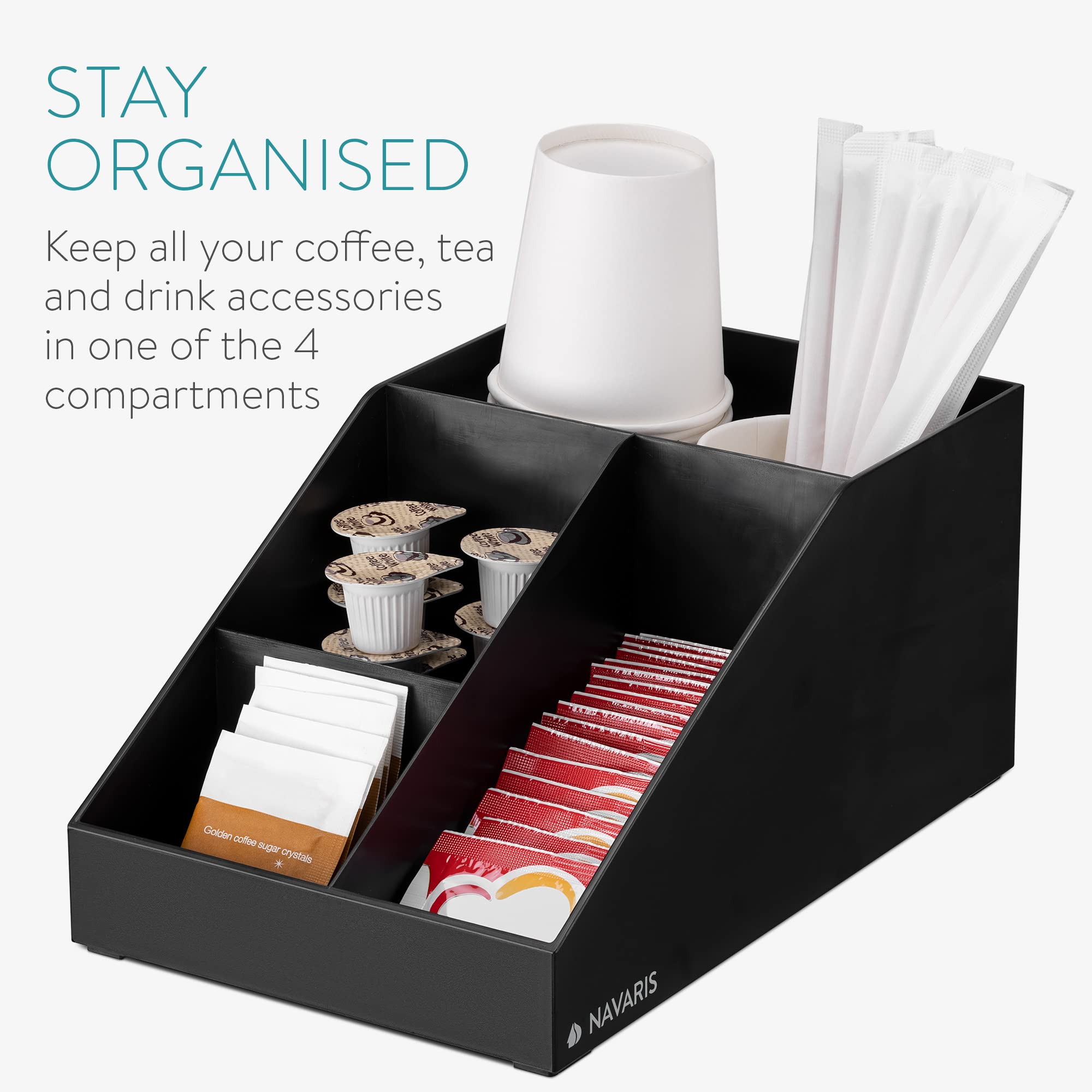 navaris-kaffee-organizer-kaffeebar-4-f-cher-aufbewahrungsbox-schwarz image 3